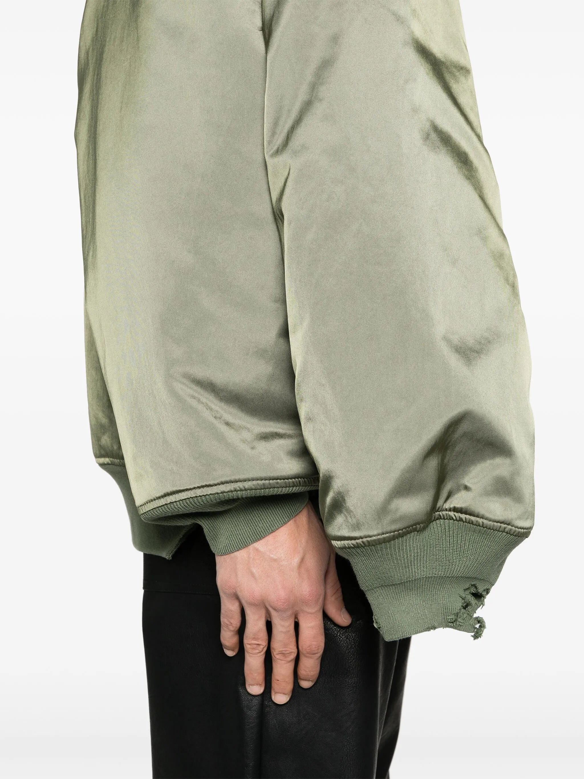 double-sleeve satin bomber jacket