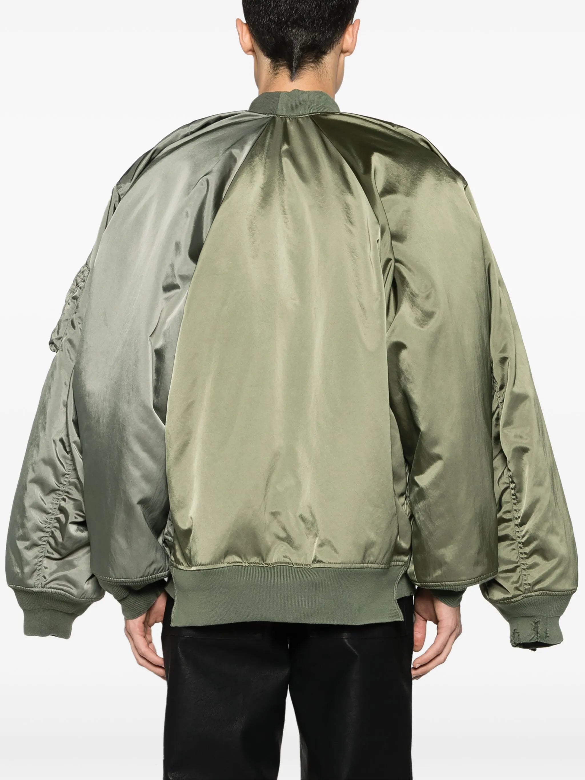 double-sleeve satin bomber jacket