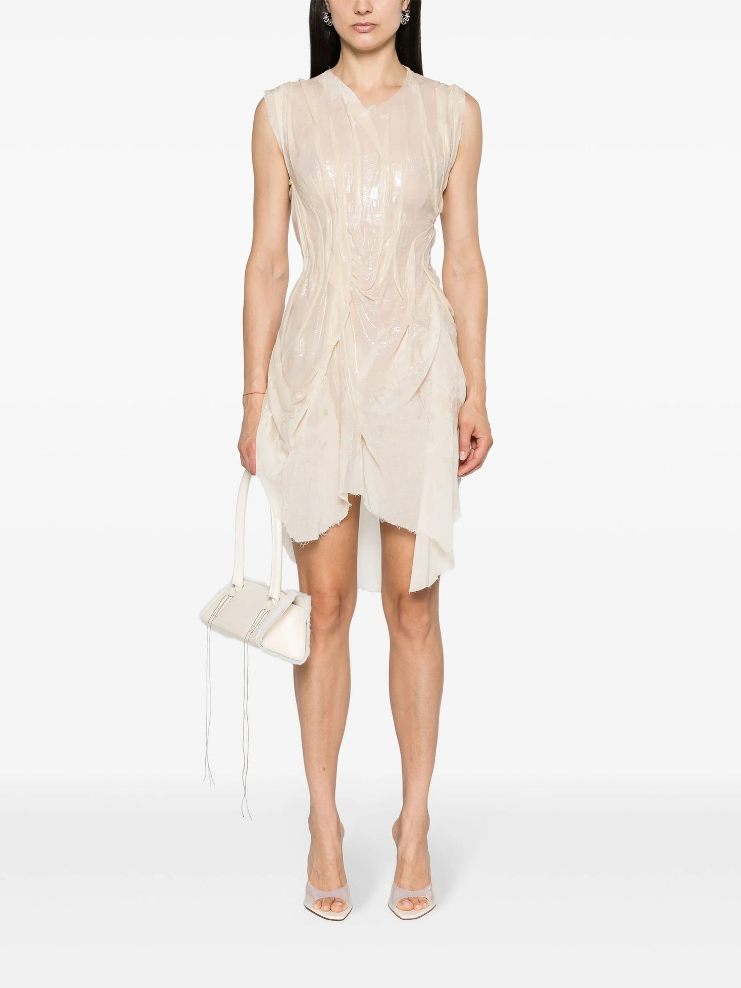 wet-effect asymmetric dress