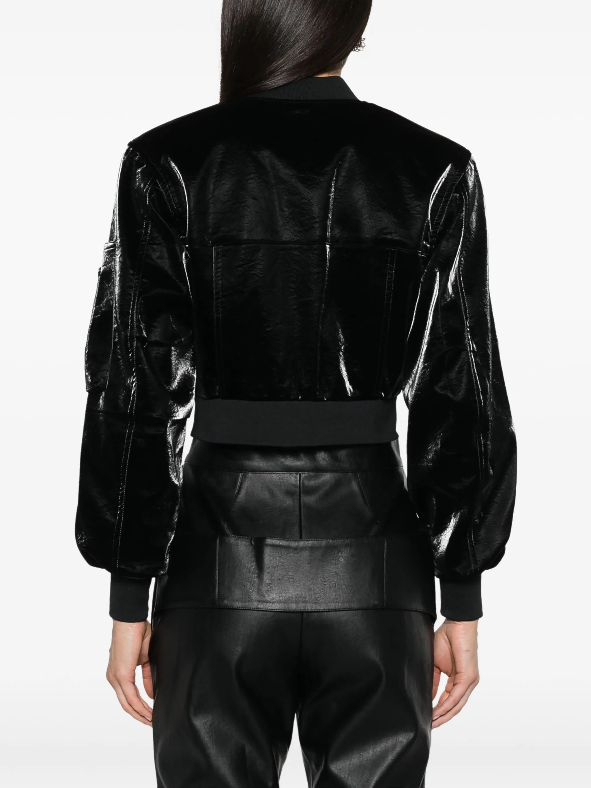 Bustier cropped bomber jacket