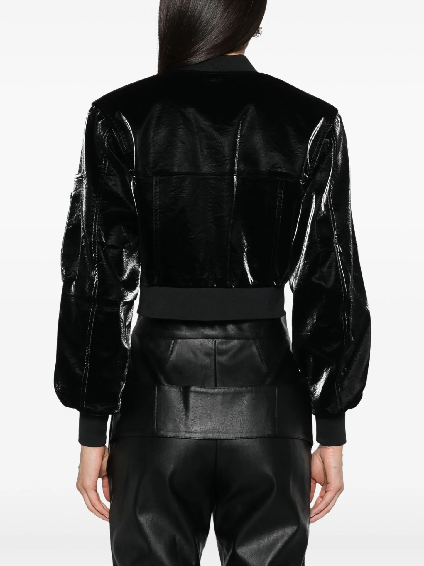 Bustier cropped bomber jacket