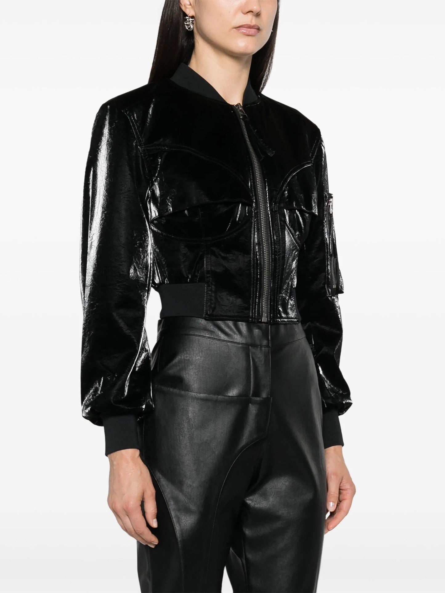 Bustier cropped bomber jacket