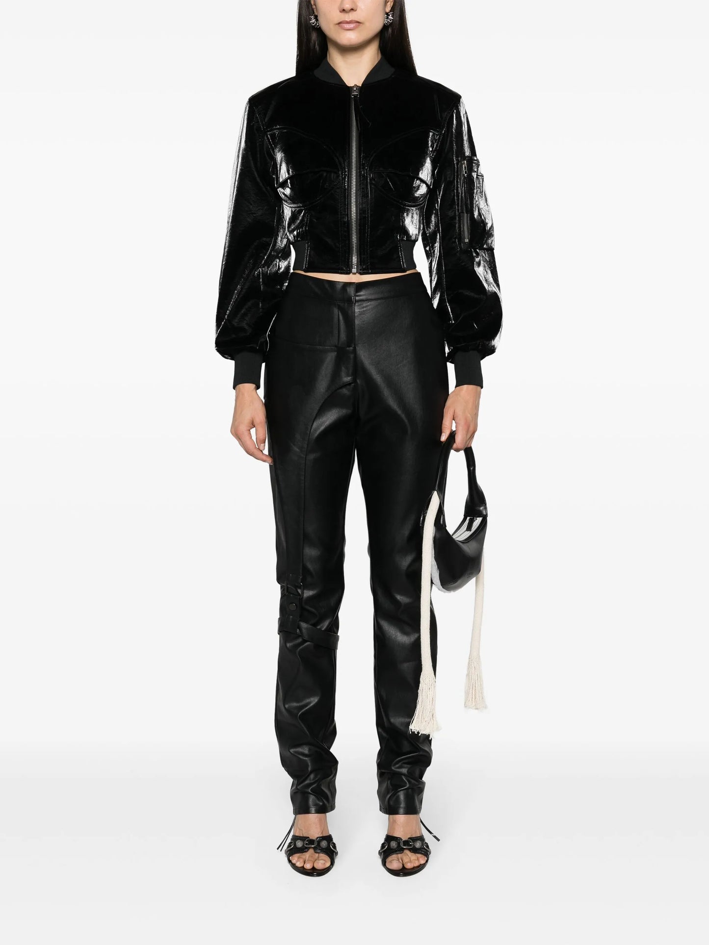 Bustier cropped bomber jacket