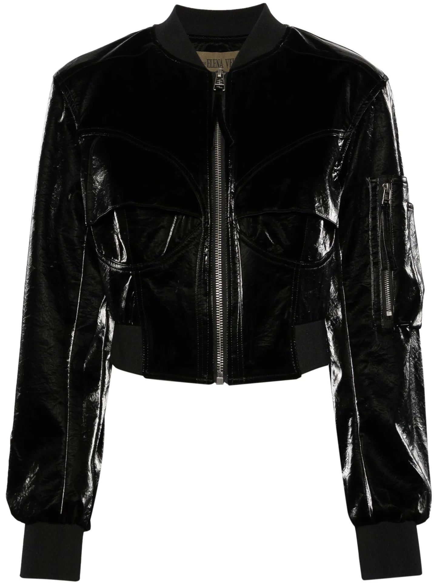 Bustier cropped bomber jacket