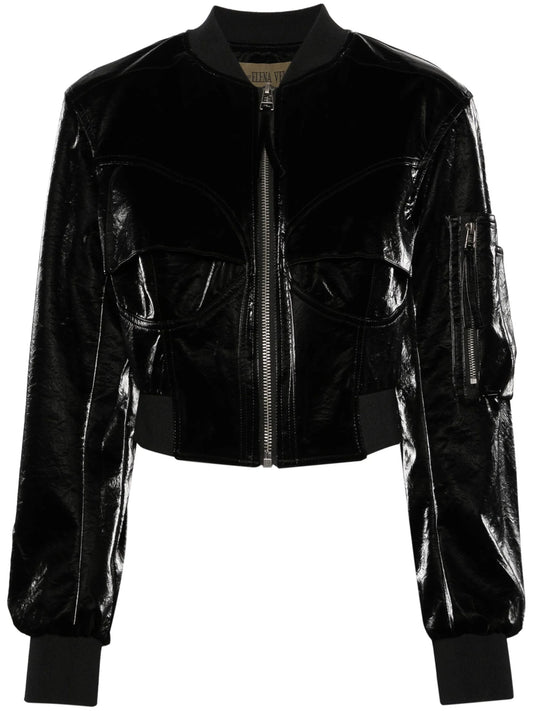 Bustier cropped bomber jacket