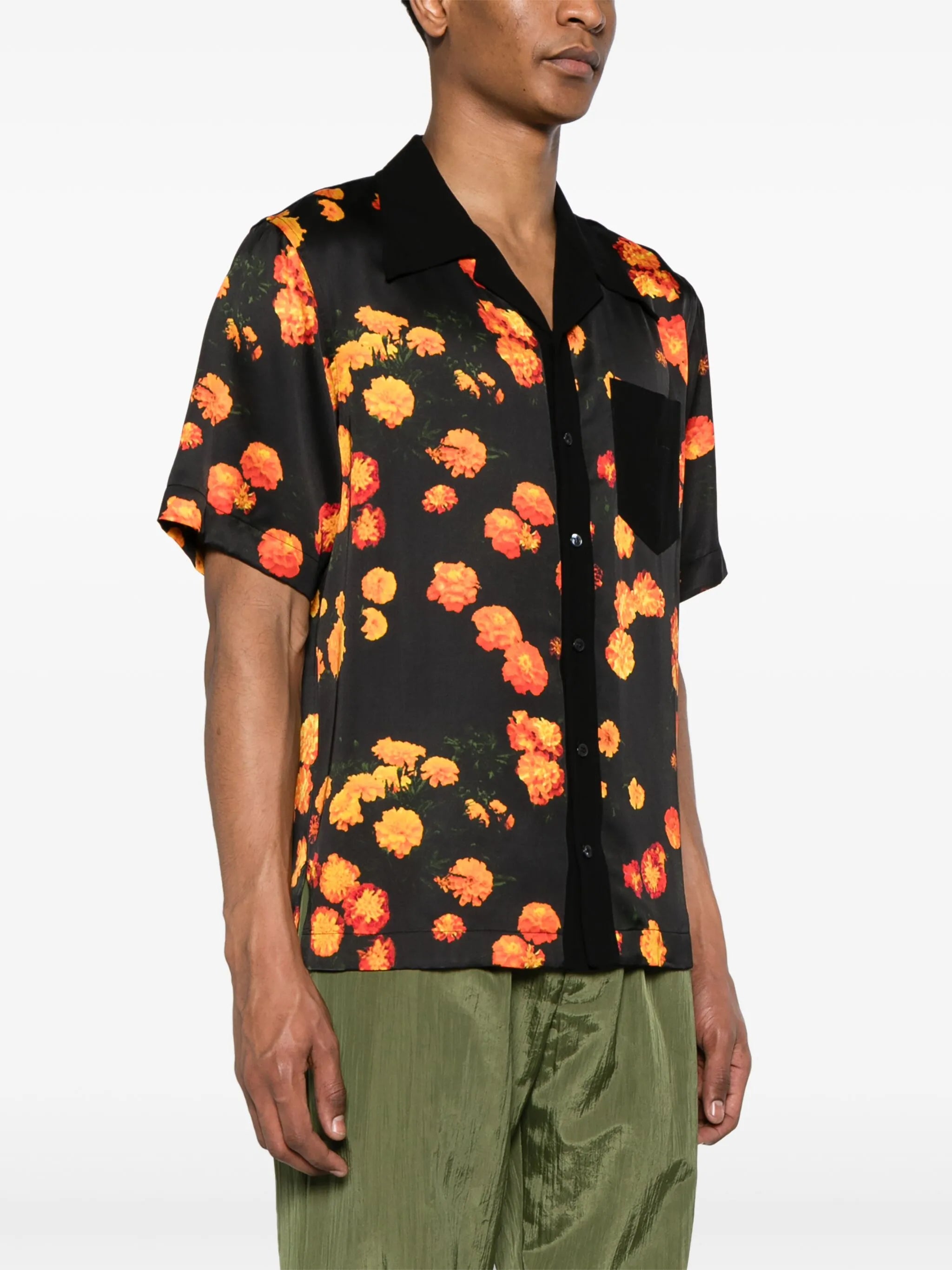 Highlife floral-print satin shirt