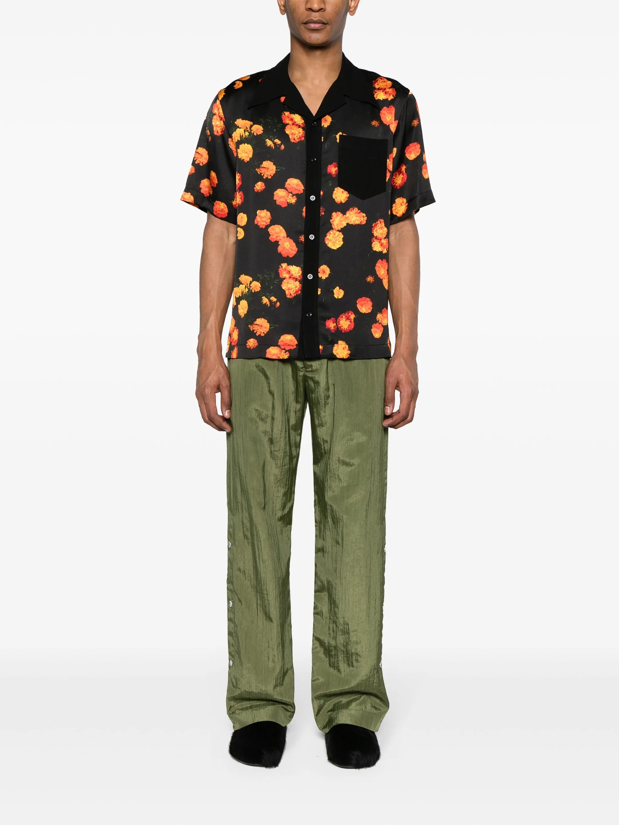 Highlife floral-print satin shirt