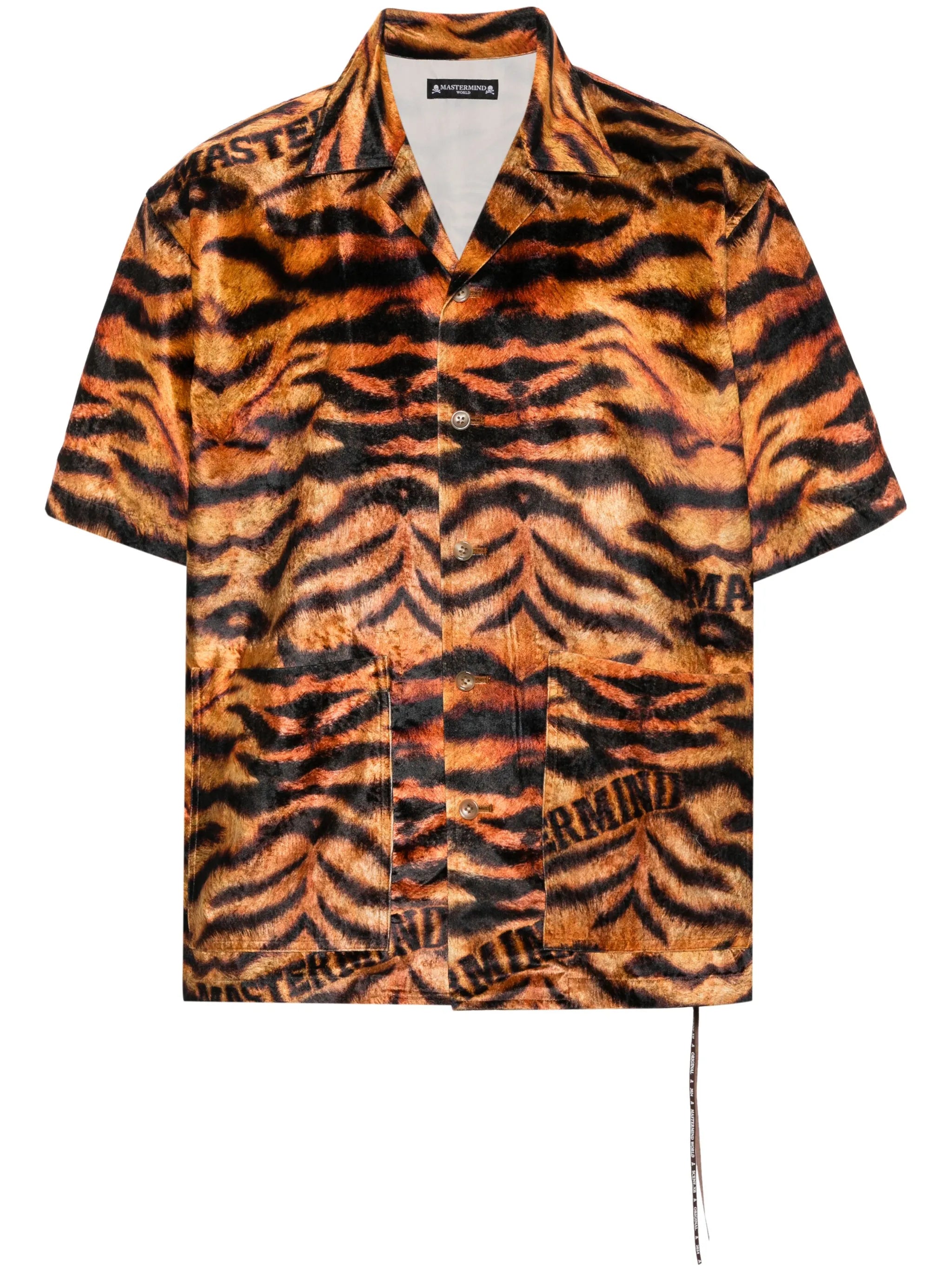 Tiger-print velvet-finish shirt