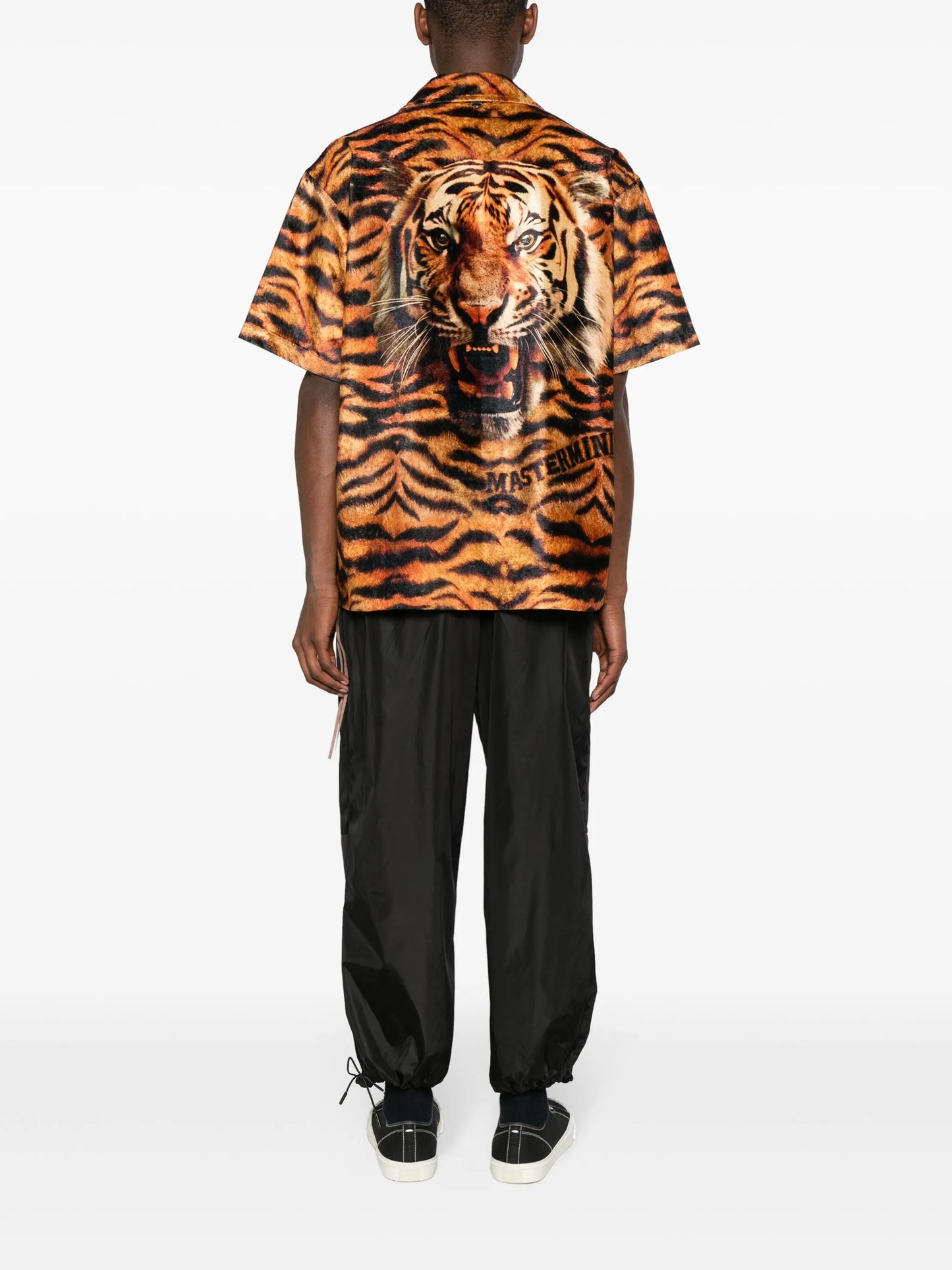Tiger-print velvet-finish shirt