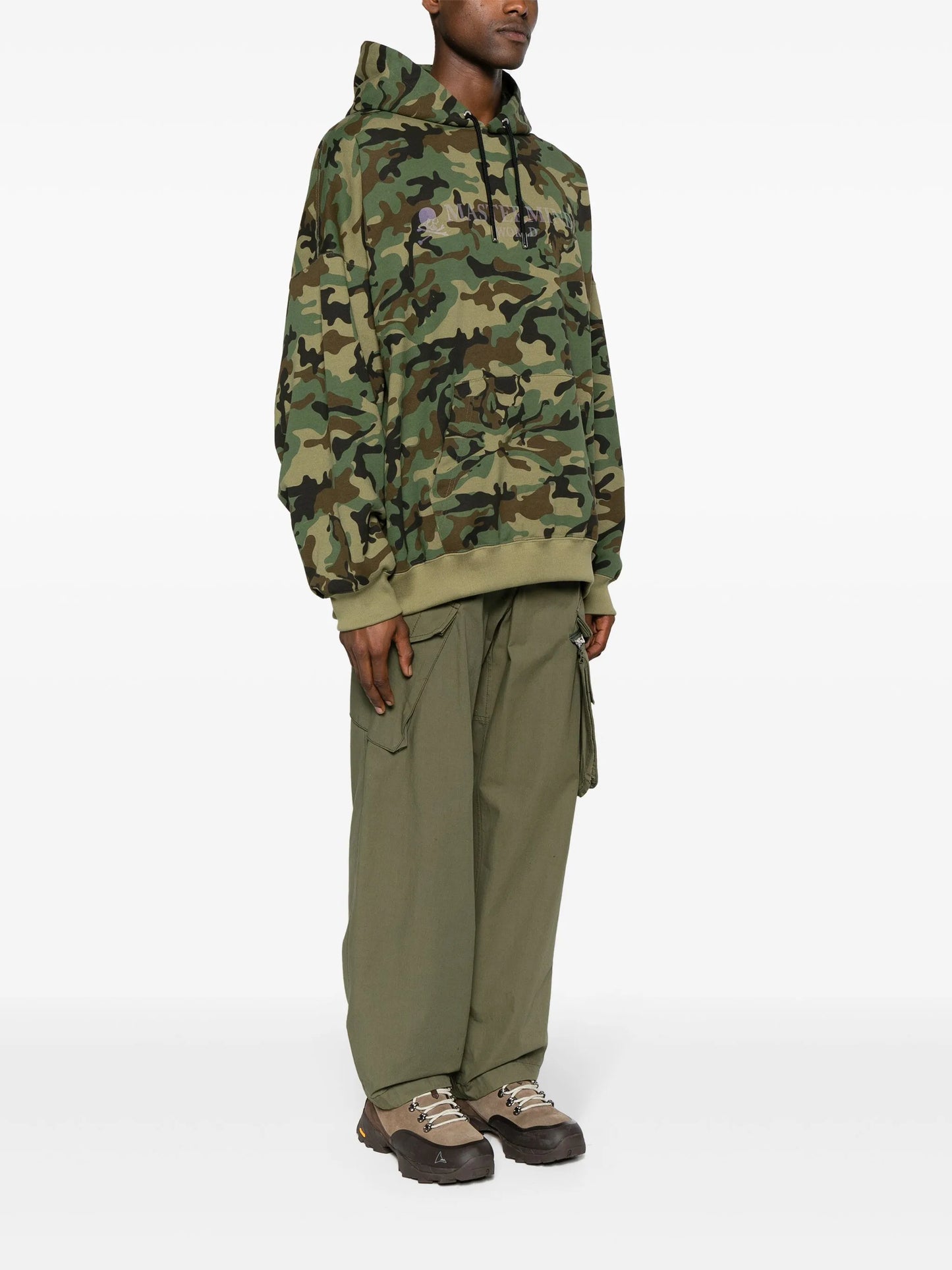 logo camouflage-print cotton hoodie
