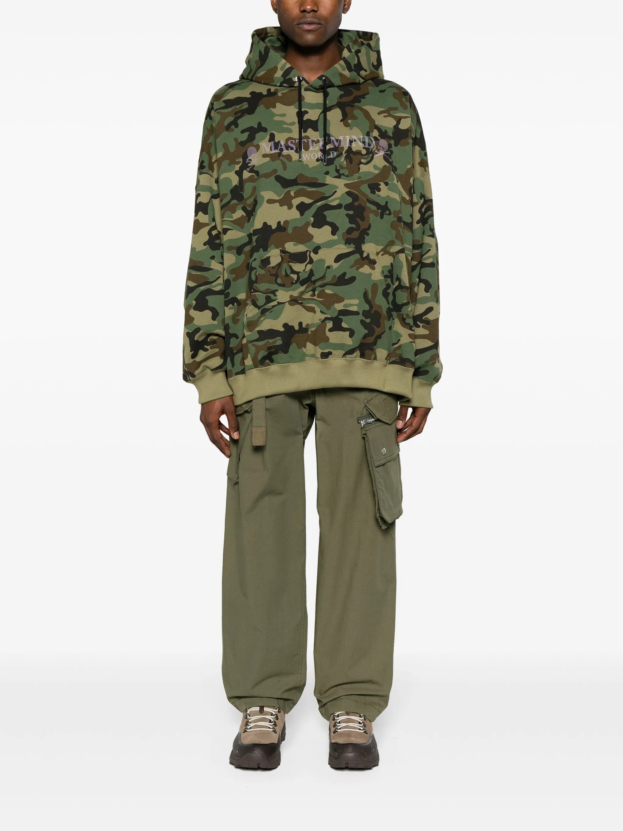 logo camouflage-print cotton hoodie