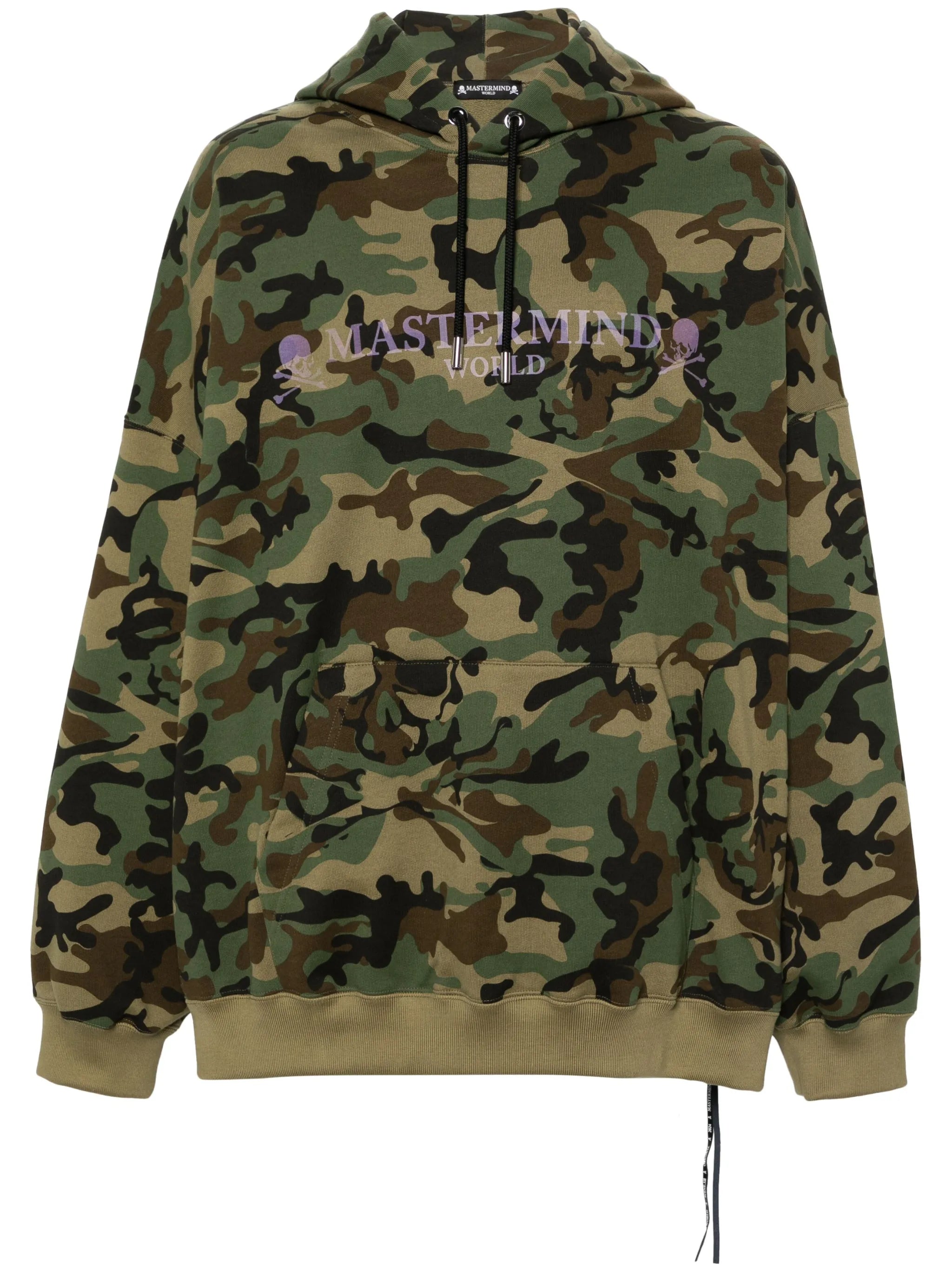 logo camouflage-print cotton hoodie