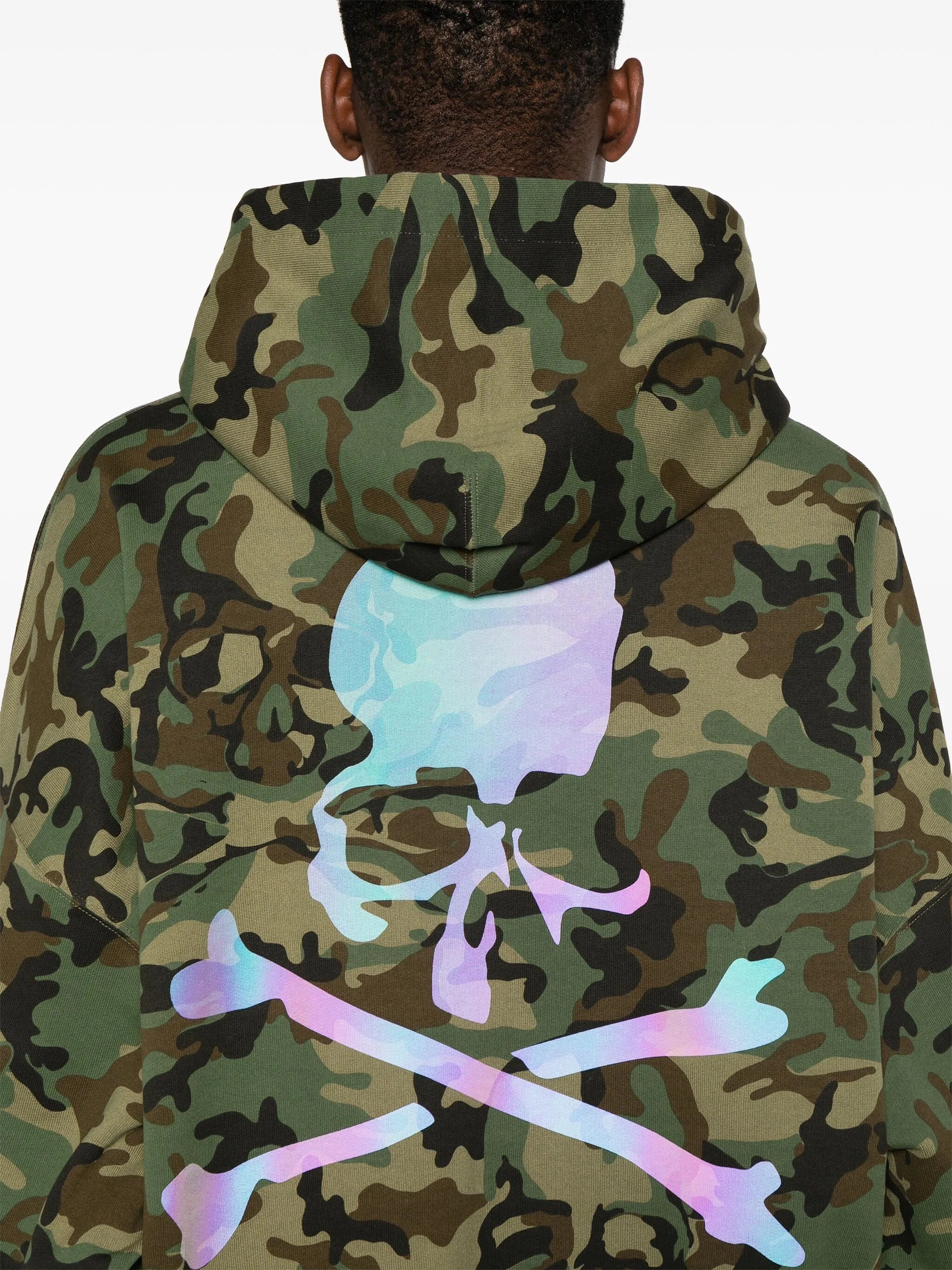 logo camouflage-print cotton hoodie