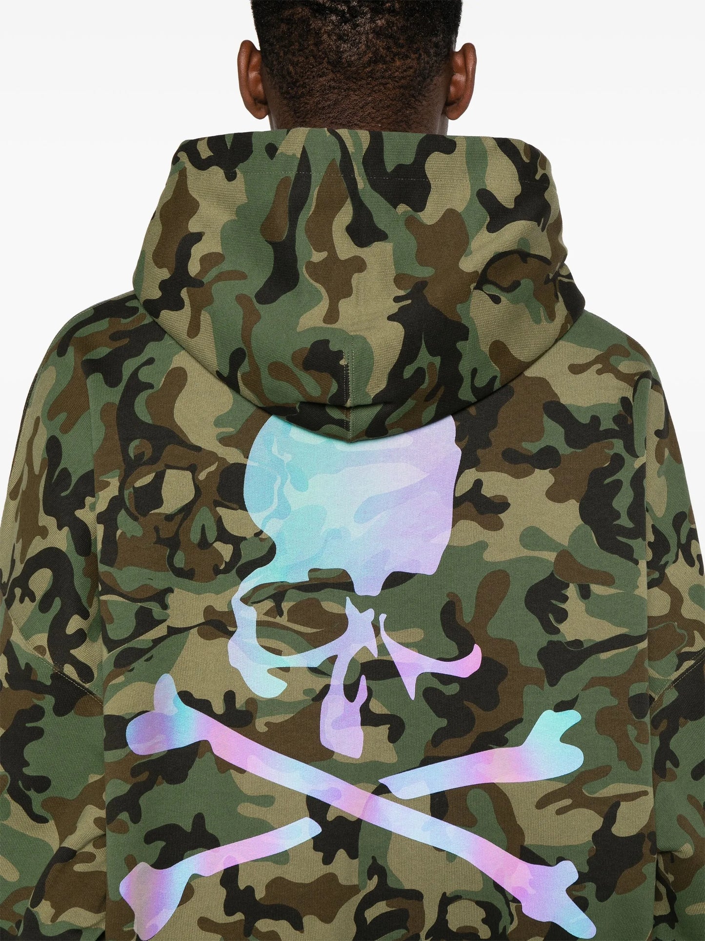 logo camouflage-print cotton hoodie