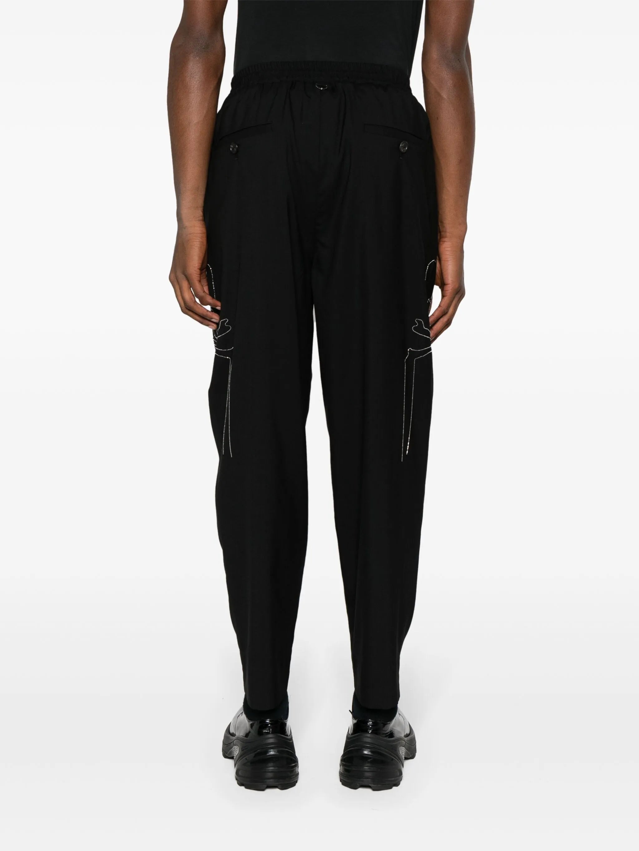 beaded-skulls wool trousers