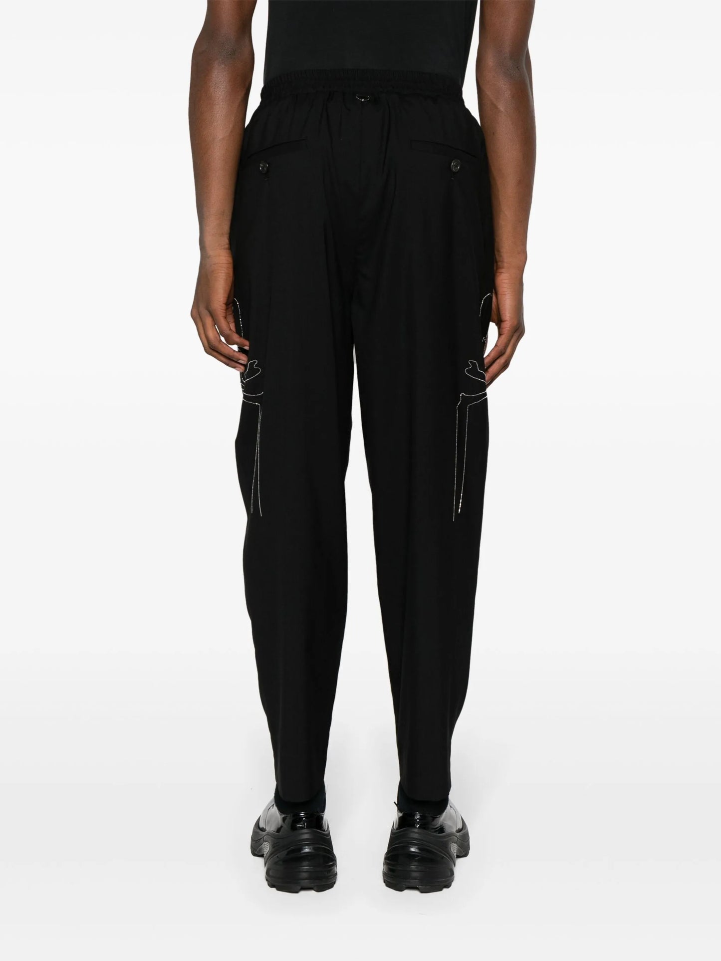 beaded-skulls wool trousers