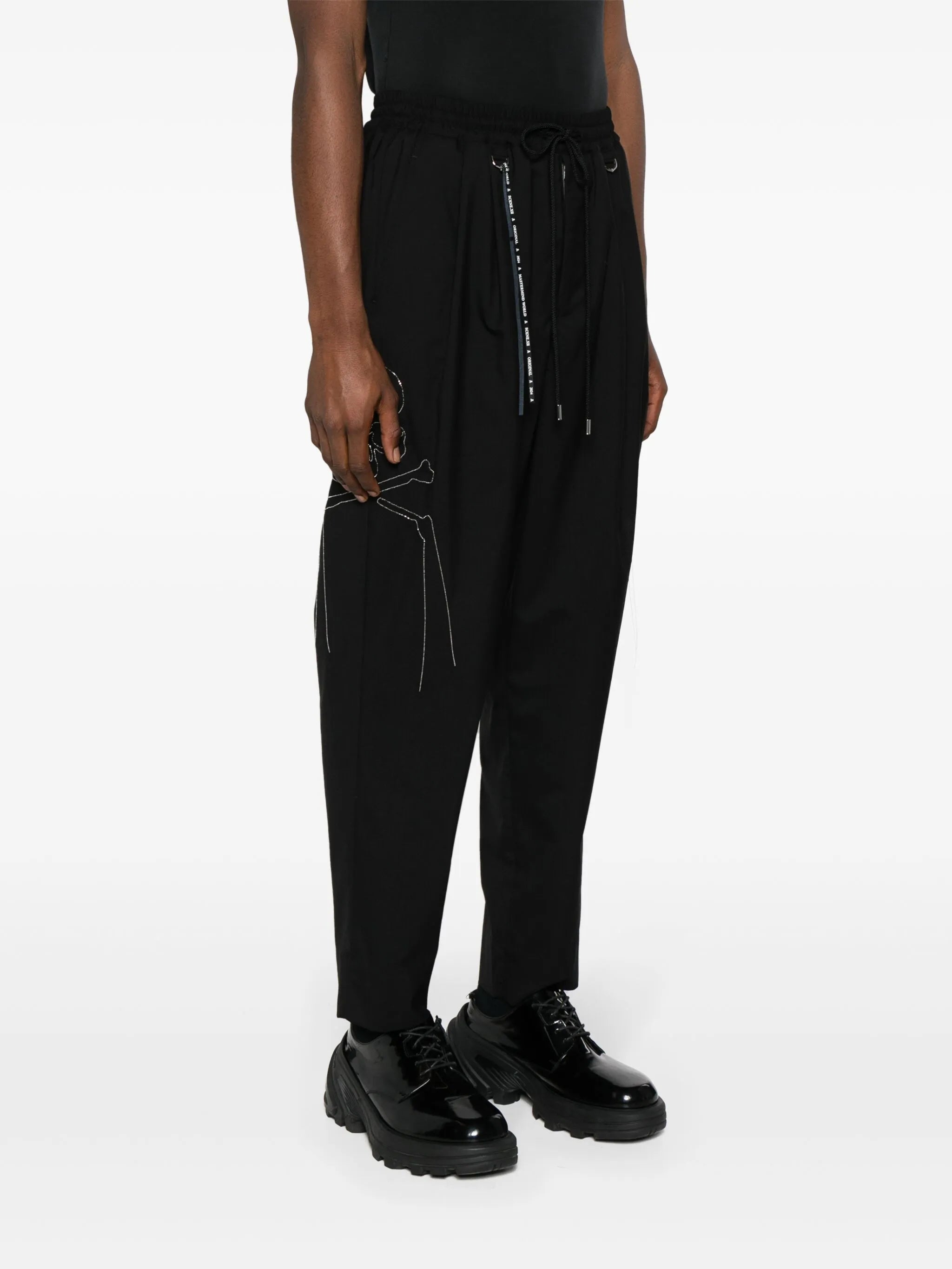 beaded-skulls wool trousers