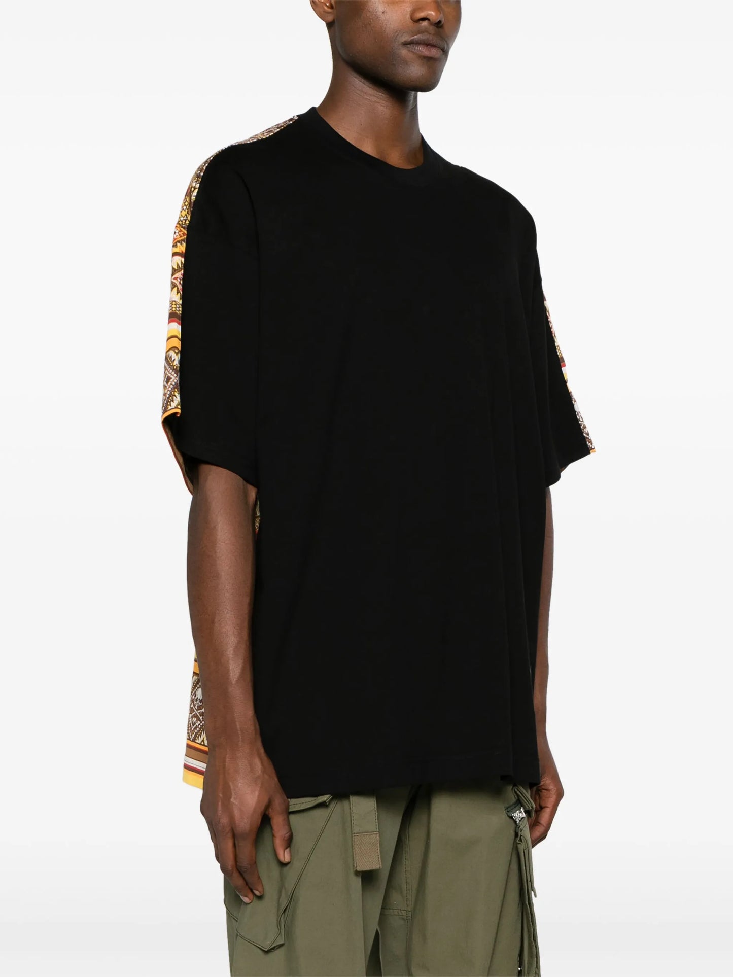 logo-patch striped cotton T-shirt