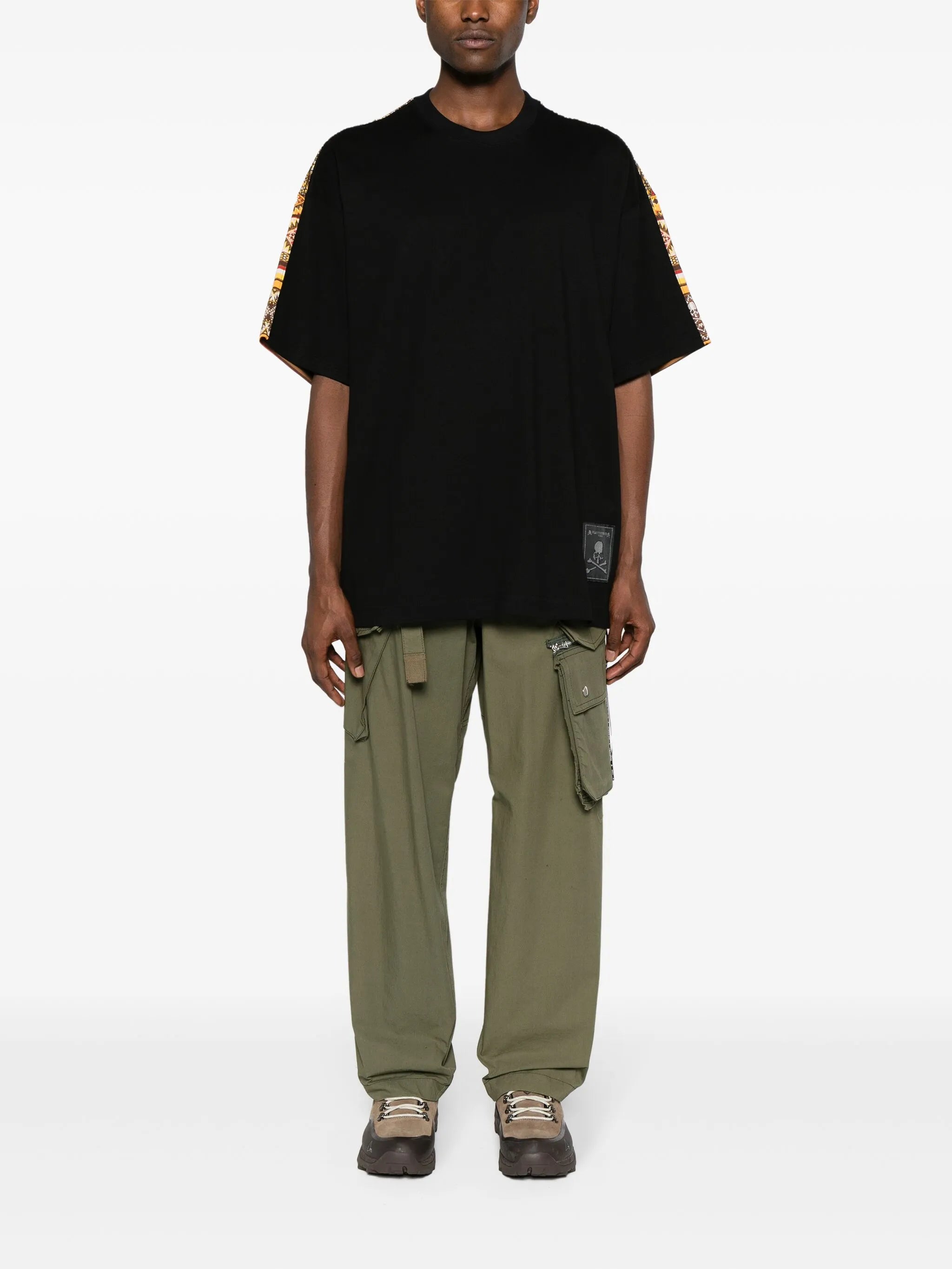logo-patch striped cotton T-shirt