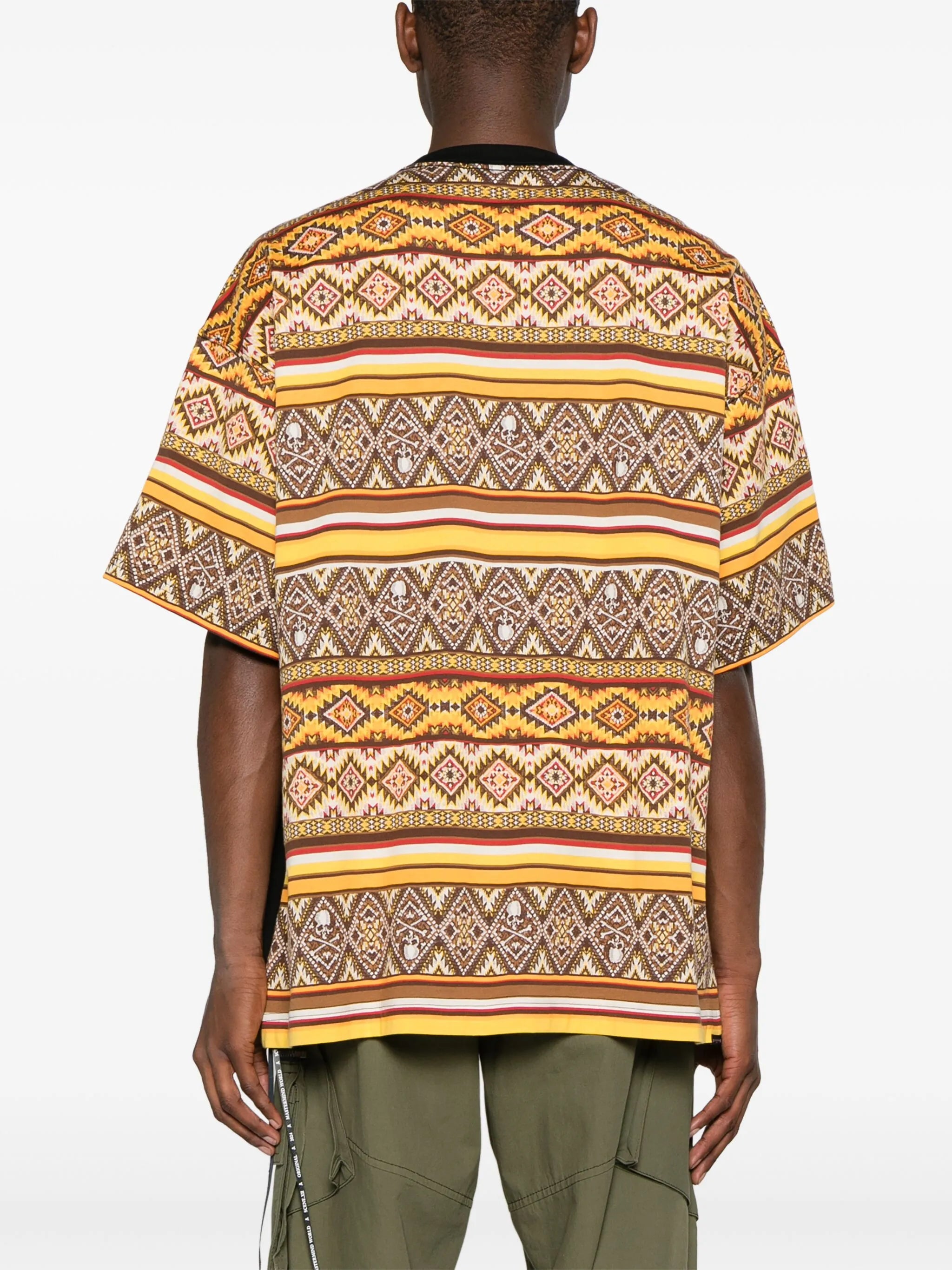 logo-patch striped cotton T-shirt