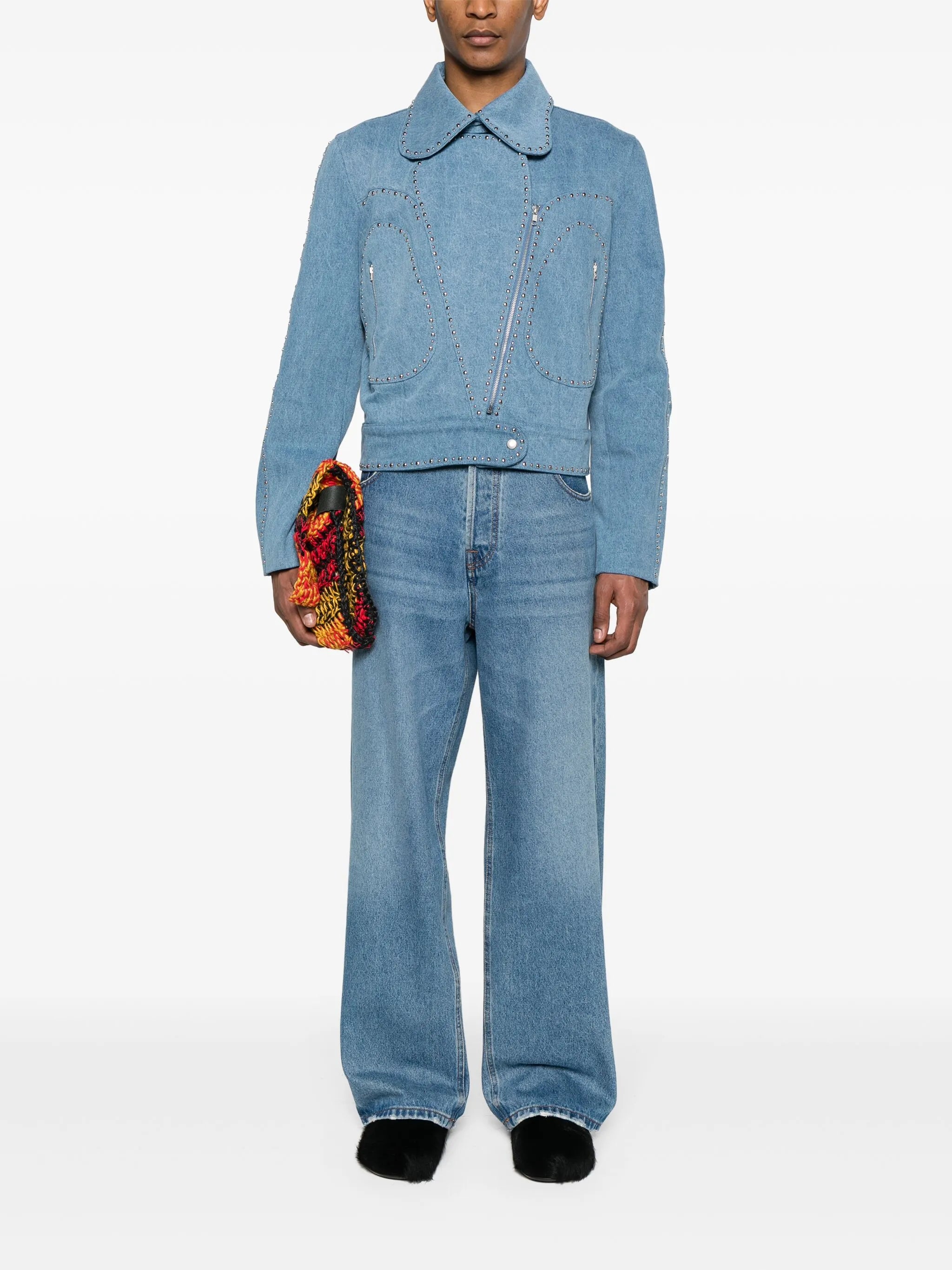 Enzyme studded denim jacket
