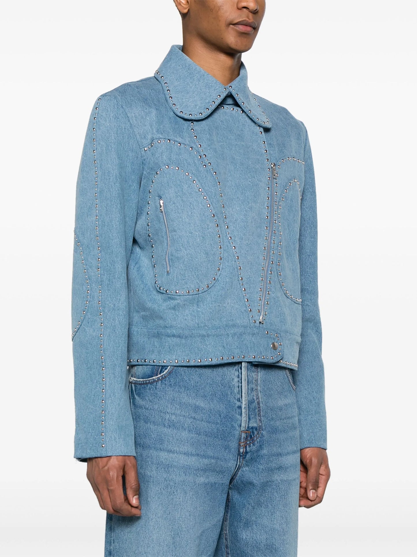 Enzyme studded denim jacket