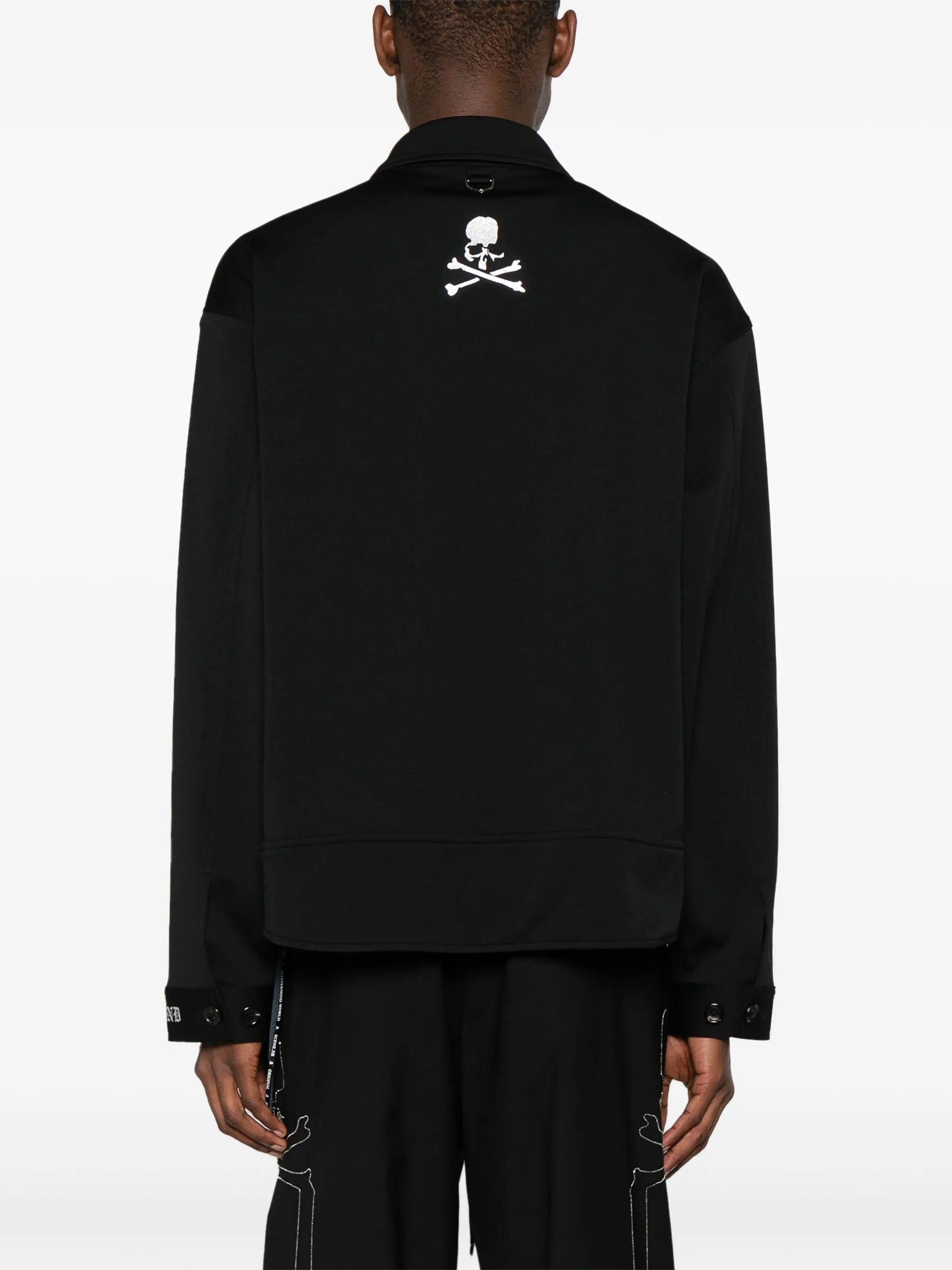 skull-motif zip-up shirt jacket
