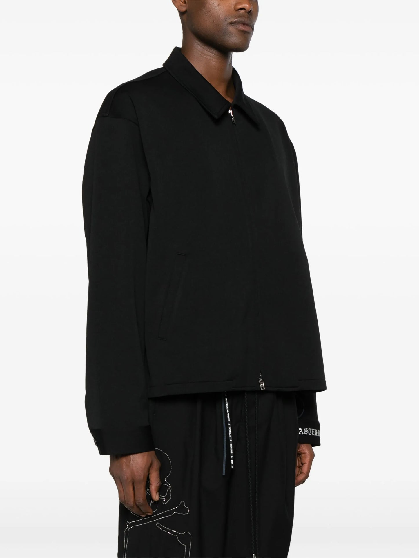 skull-motif zip-up shirt jacket