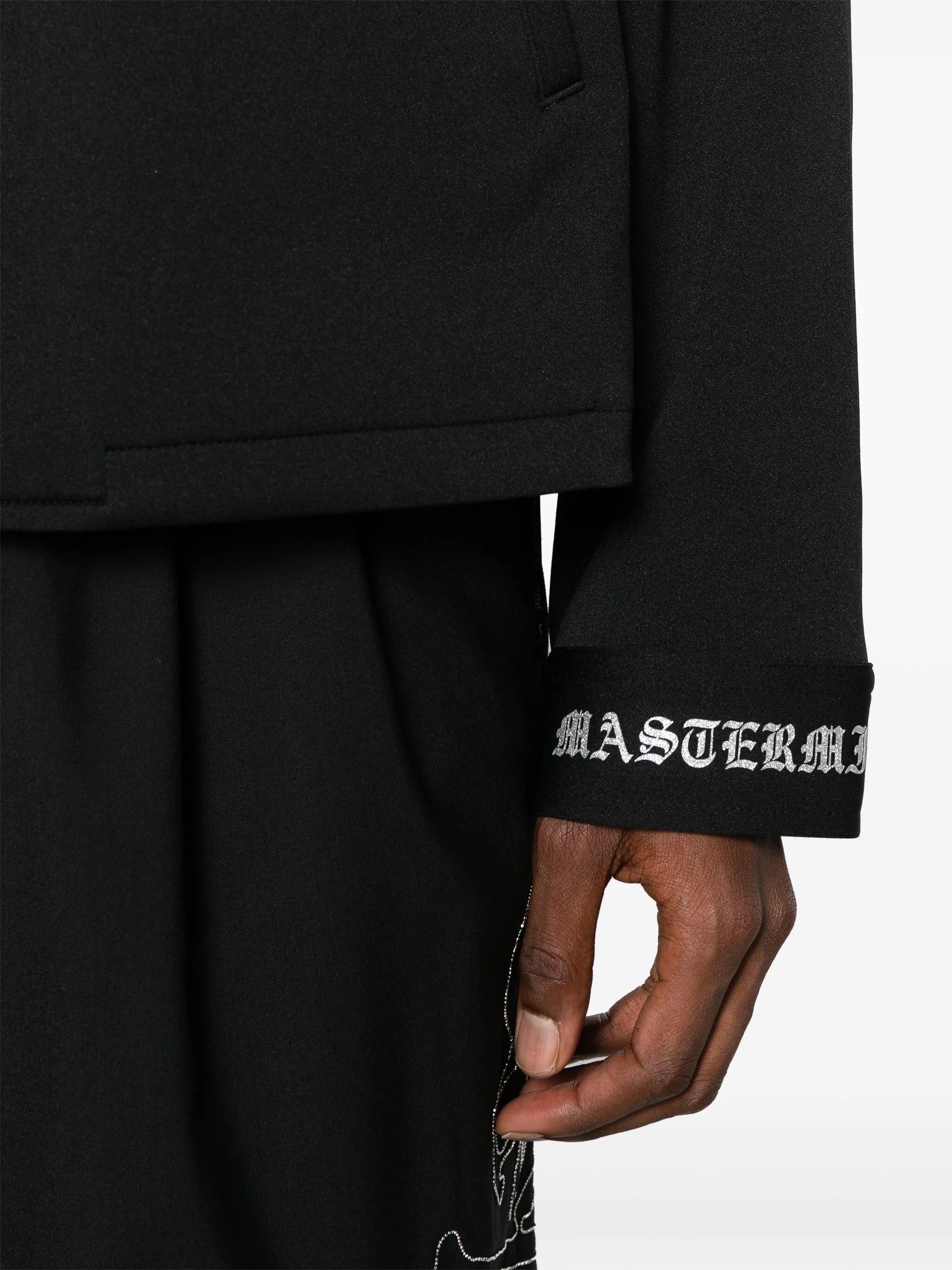 skull-motif zip-up shirt jacket