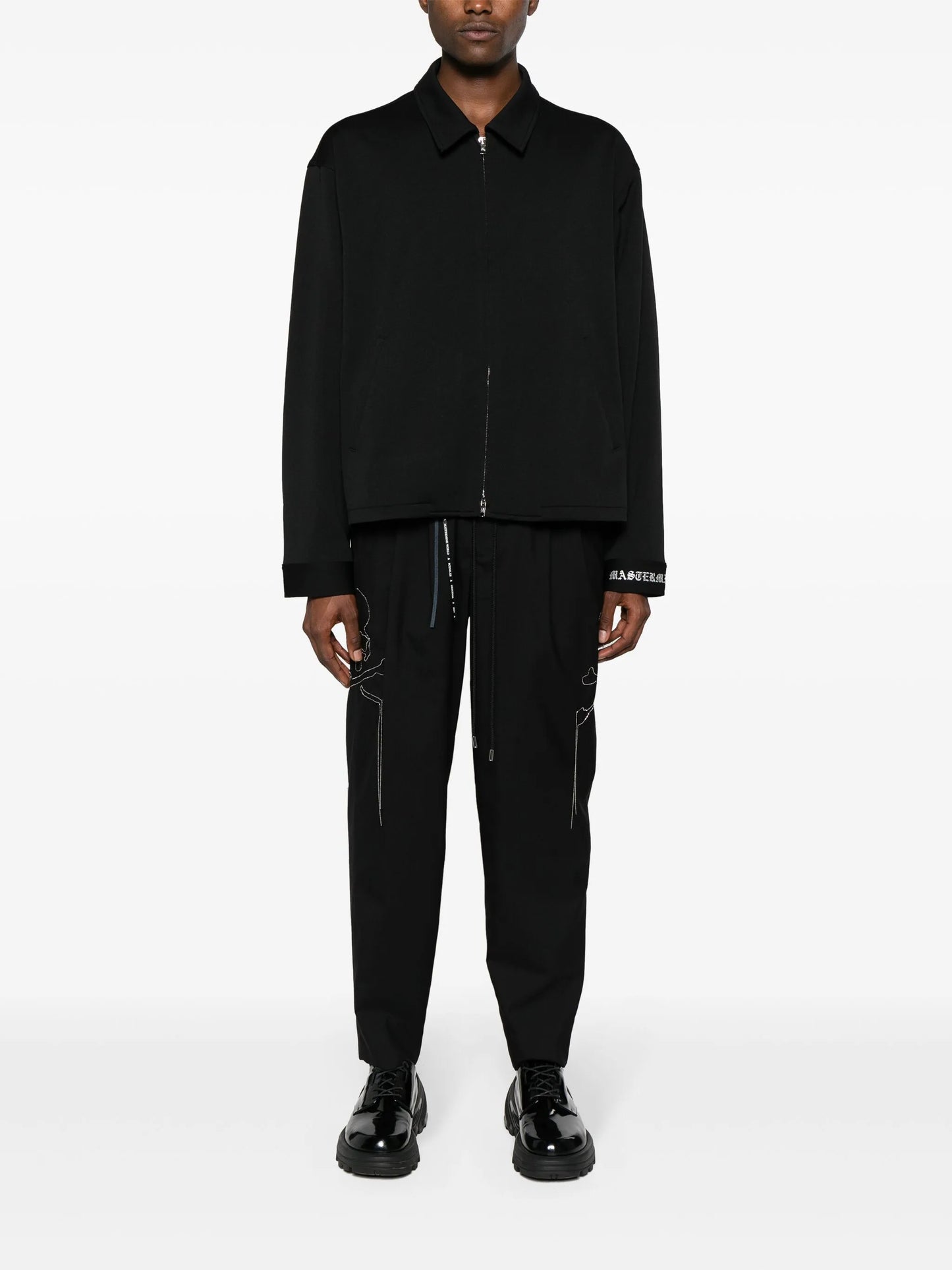 skull-motif zip-up shirt jacket