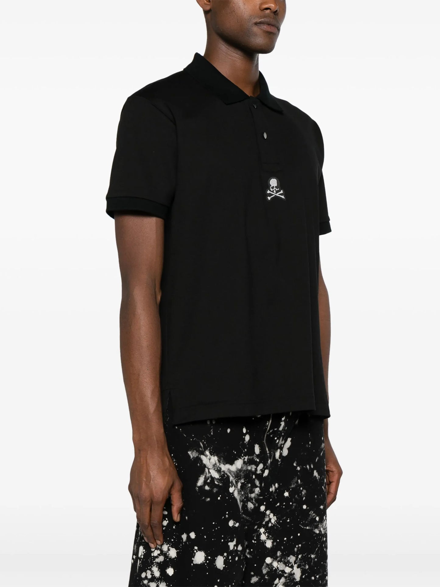Skull-patch cotton polo shirt