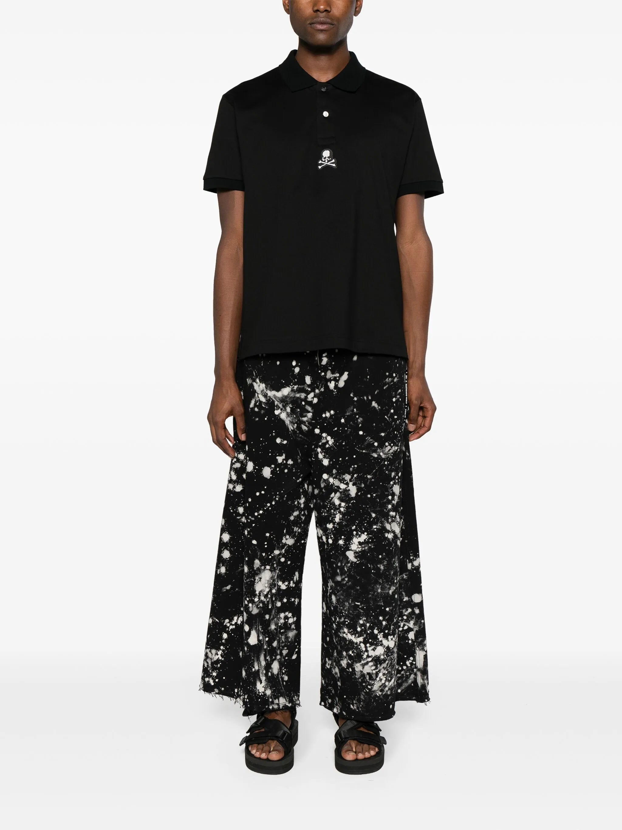 Skull-patch cotton polo shirt