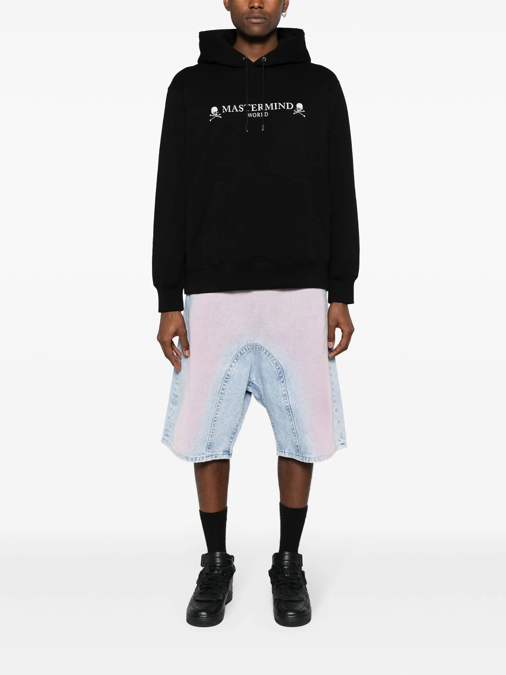 Skull-print cotton hoodie