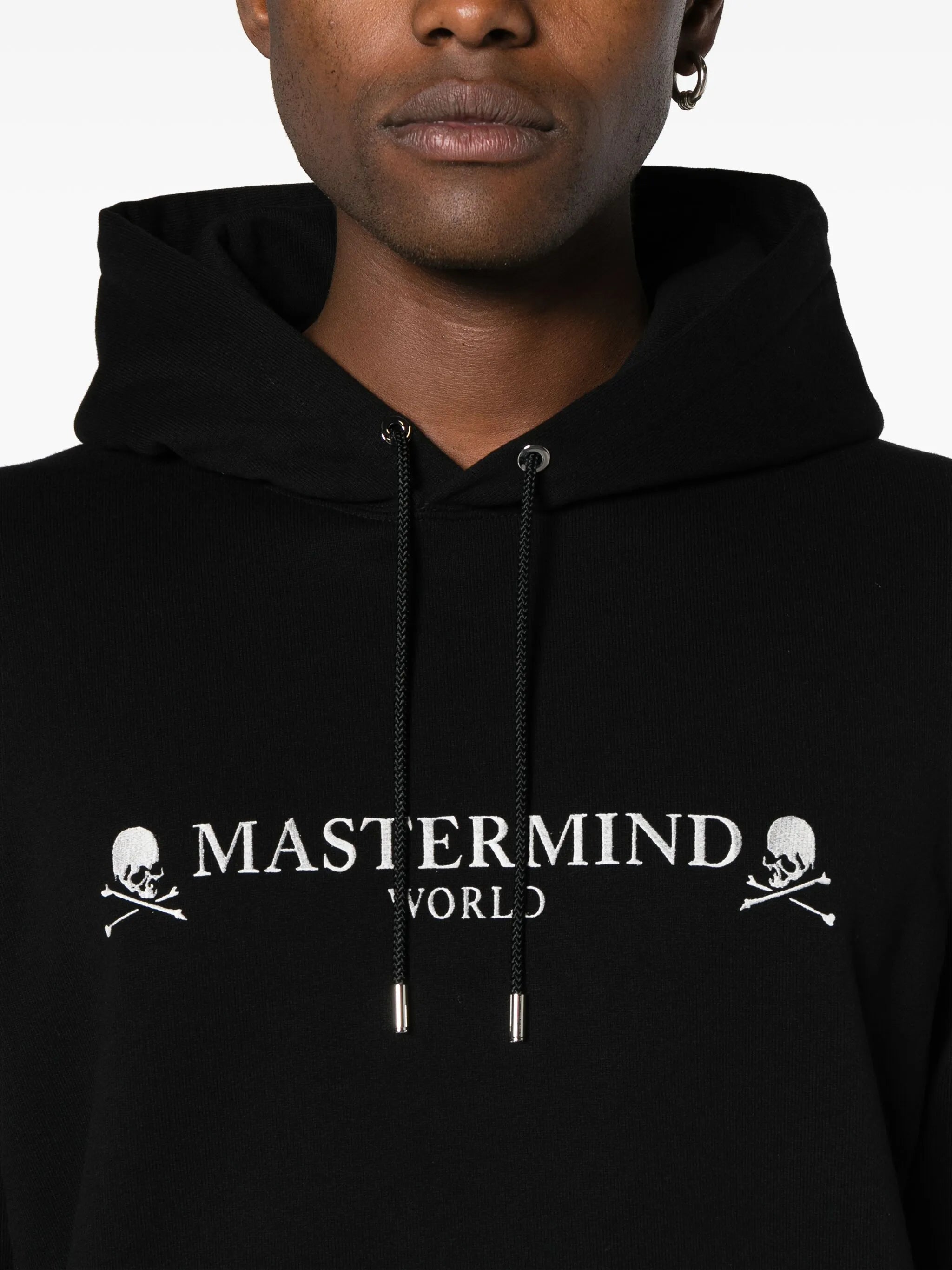 Skull-print cotton hoodie
