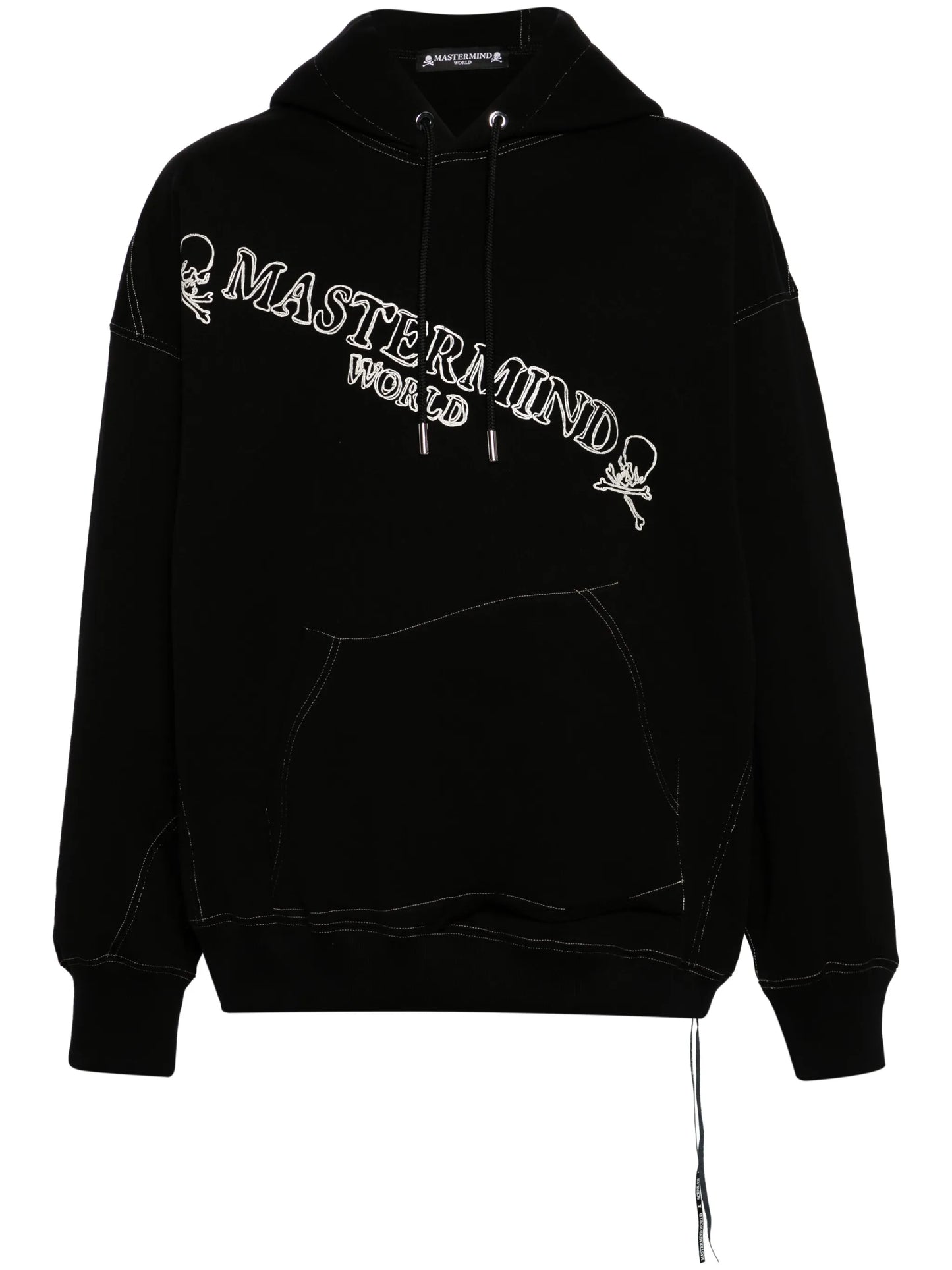 skull-appliqué cotton hoodie