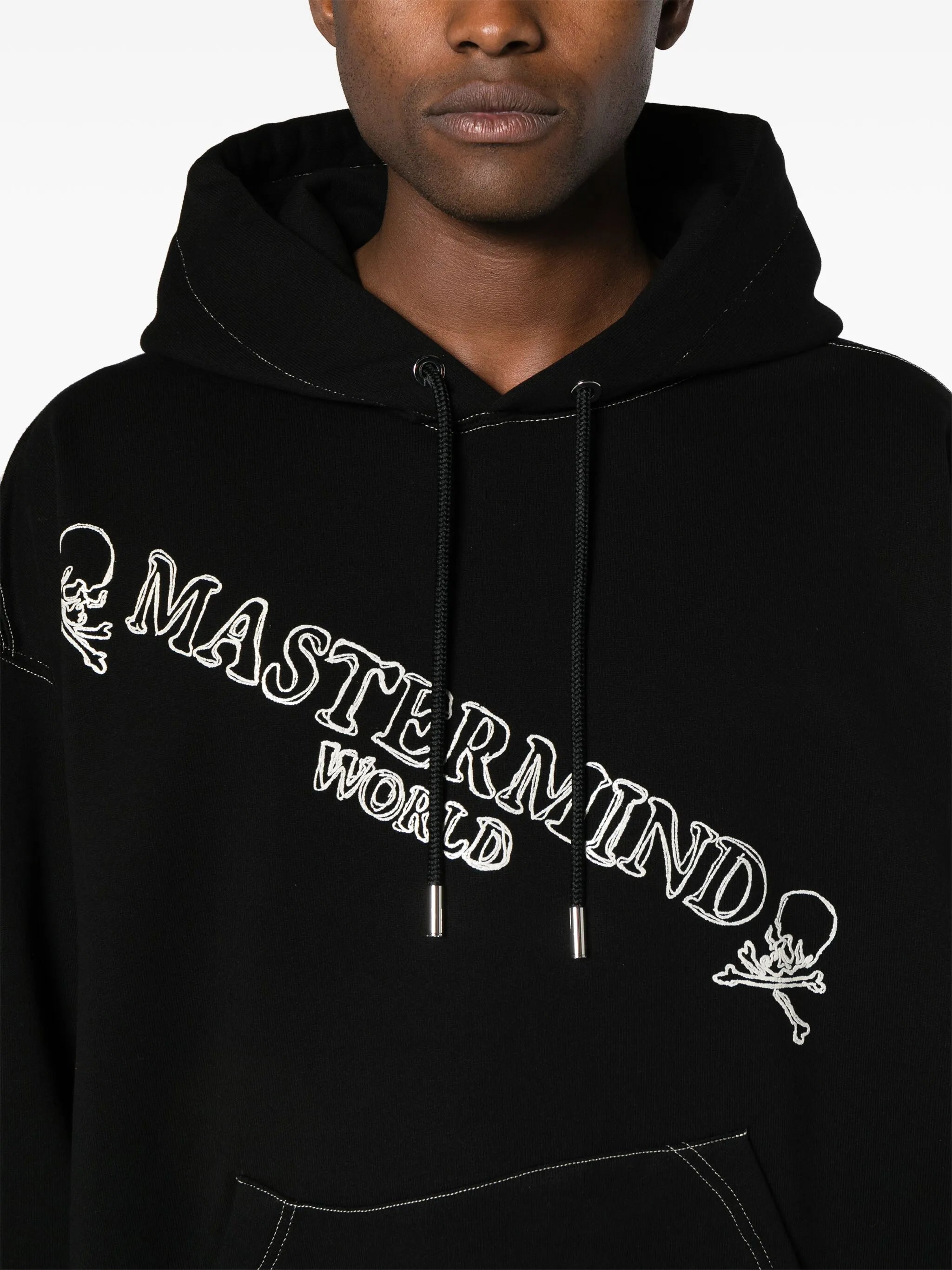 skull-appliqué cotton hoodie