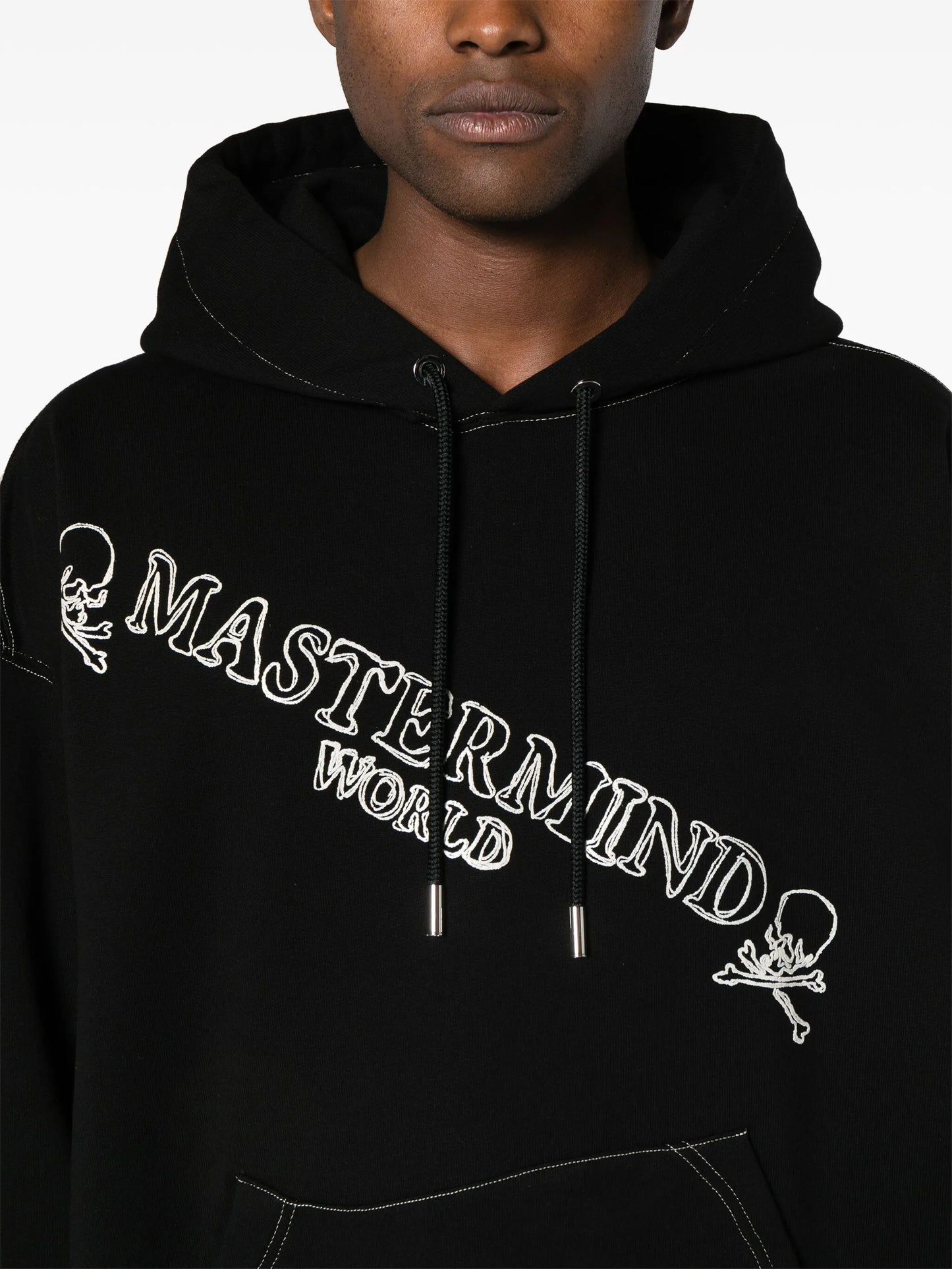 skull-appliqué cotton hoodie