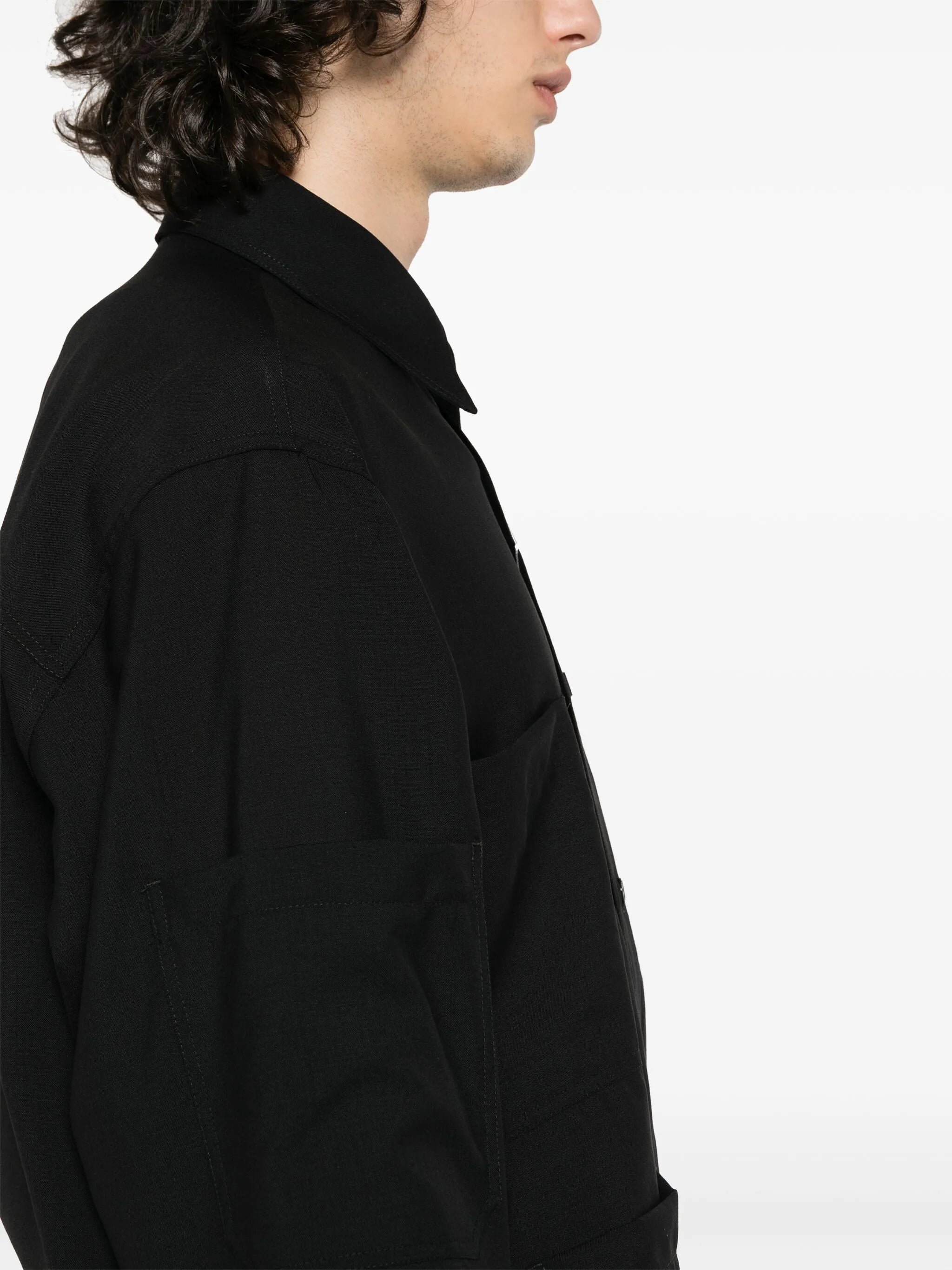 multi-pockets wool shirt