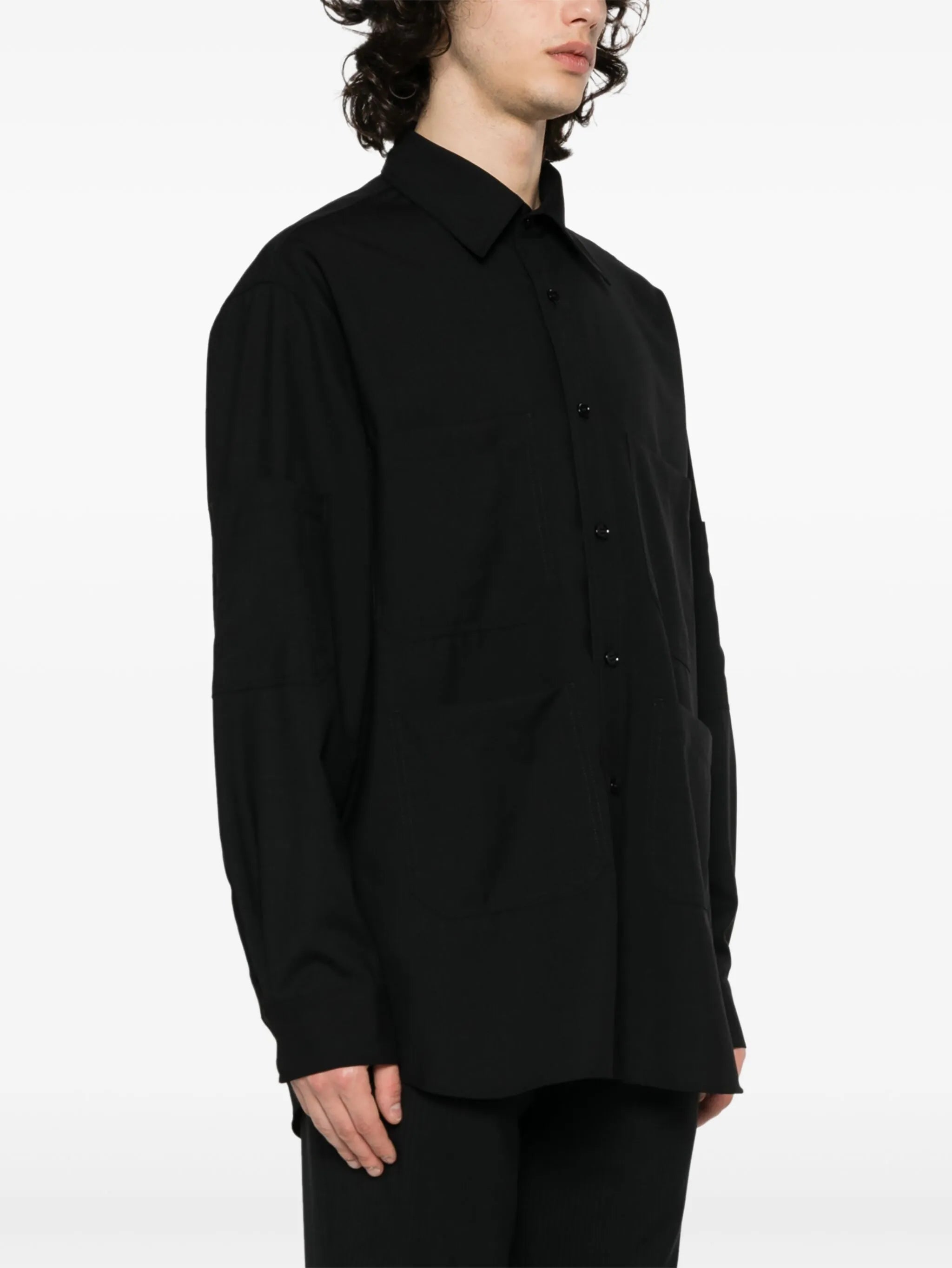multi-pockets wool shirt