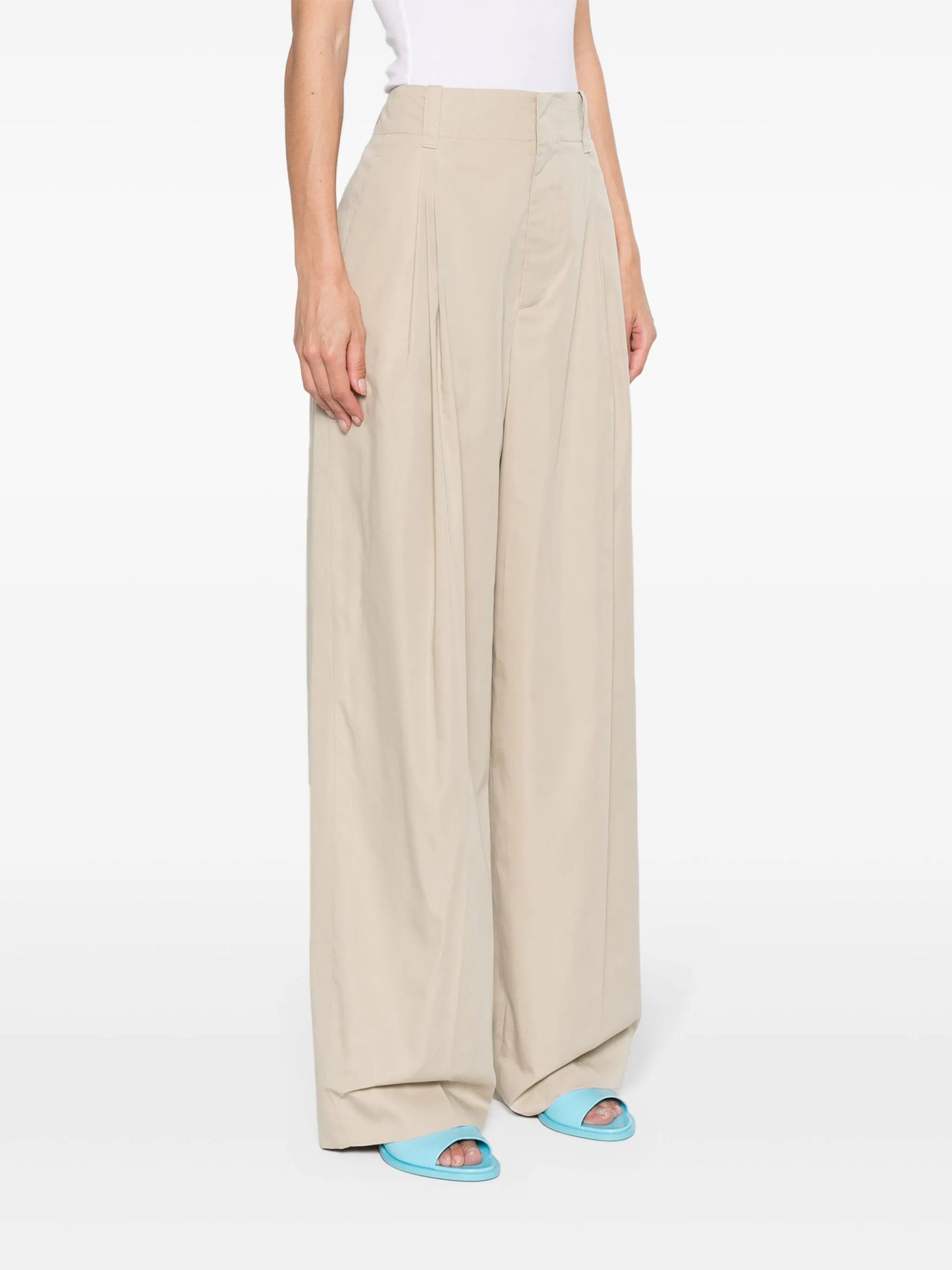 straight-leg gabardine trousers