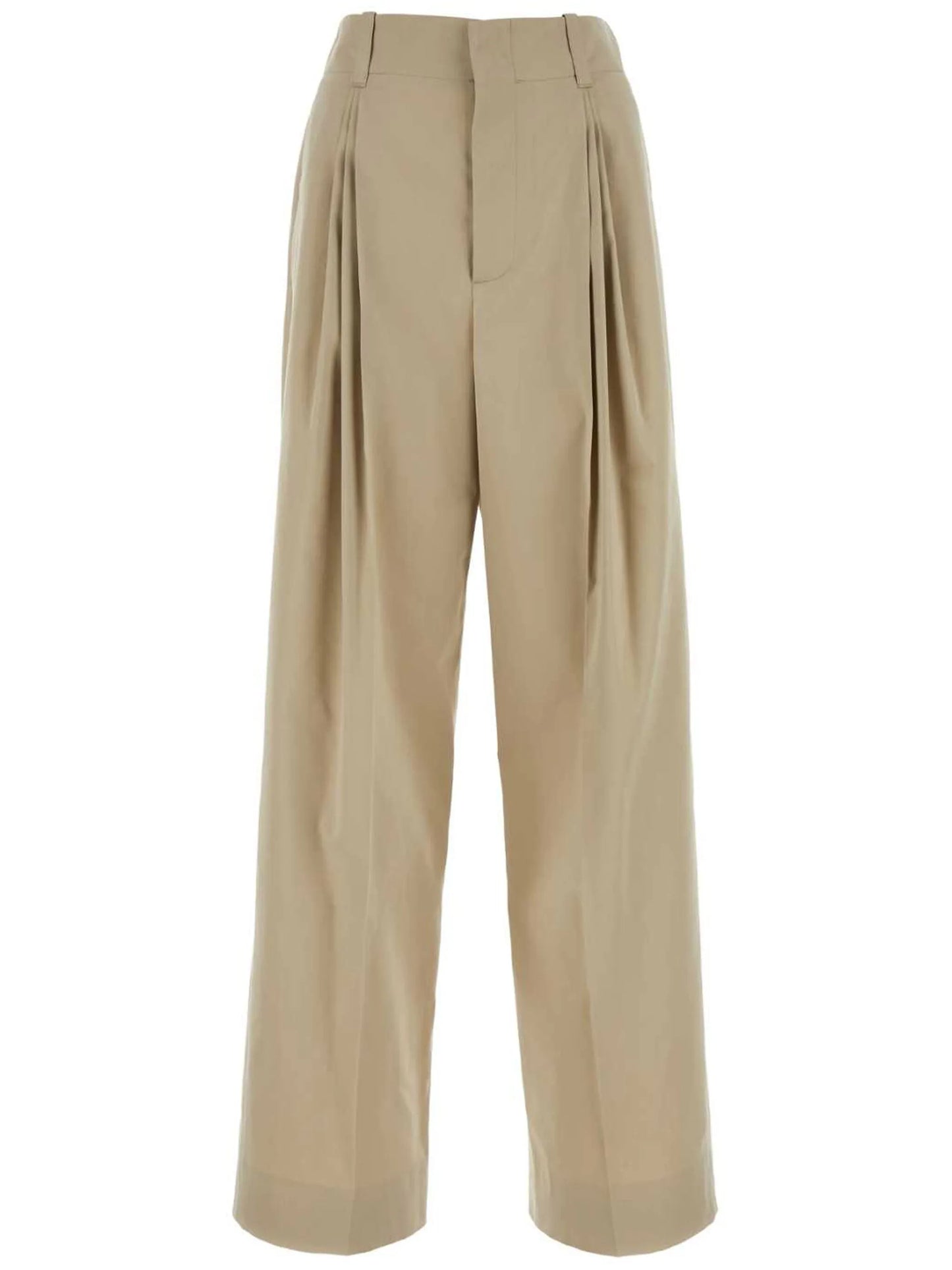 straight-leg gabardine trousers