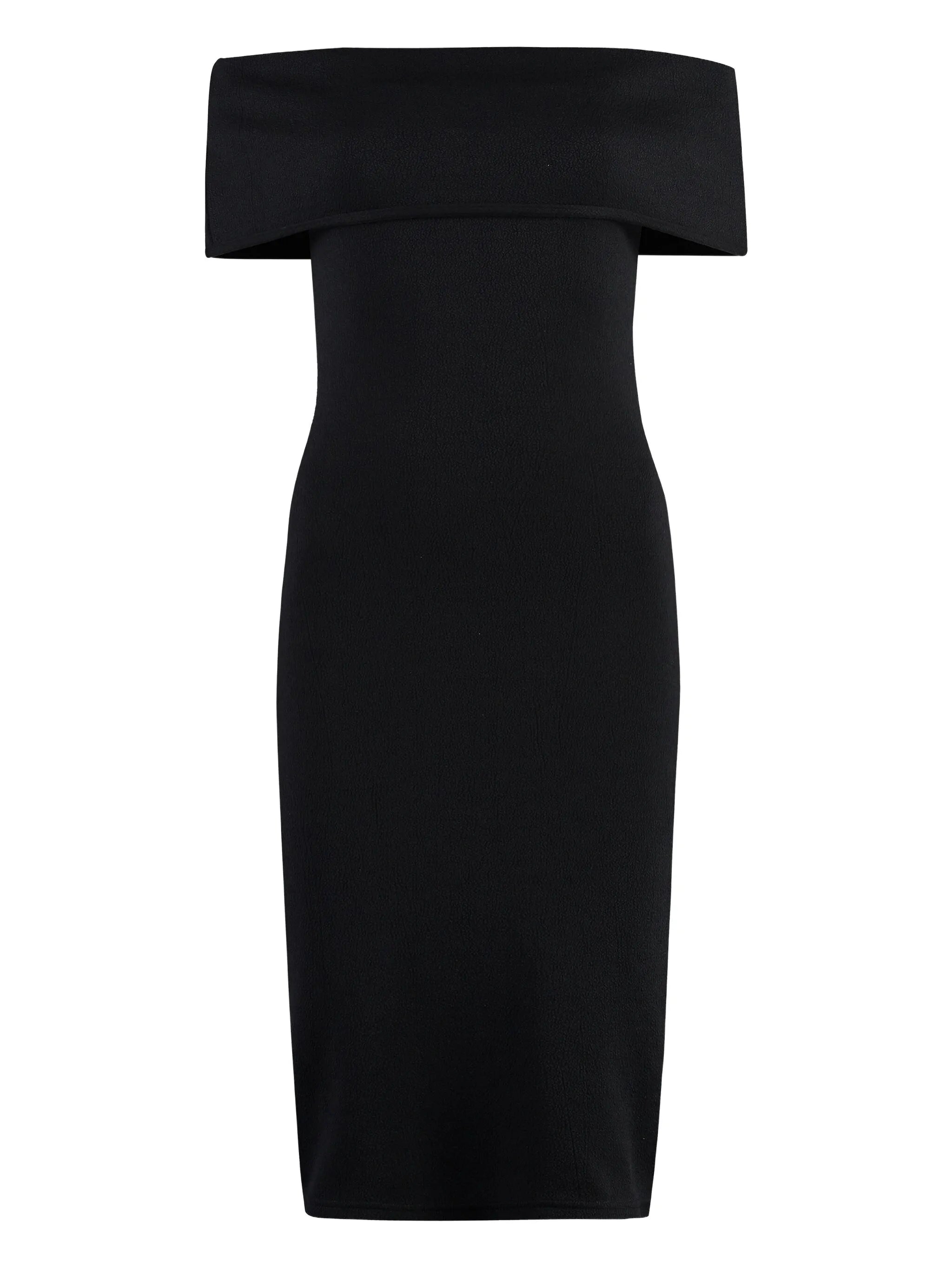 off-shoulder textured midi dress