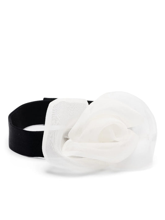 floral-appliqué satin choker