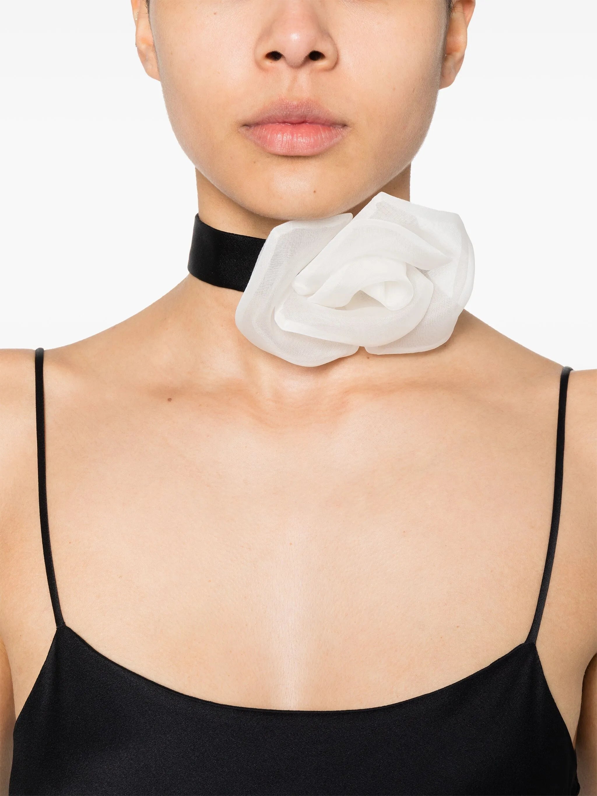 floral-appliqué satin choker