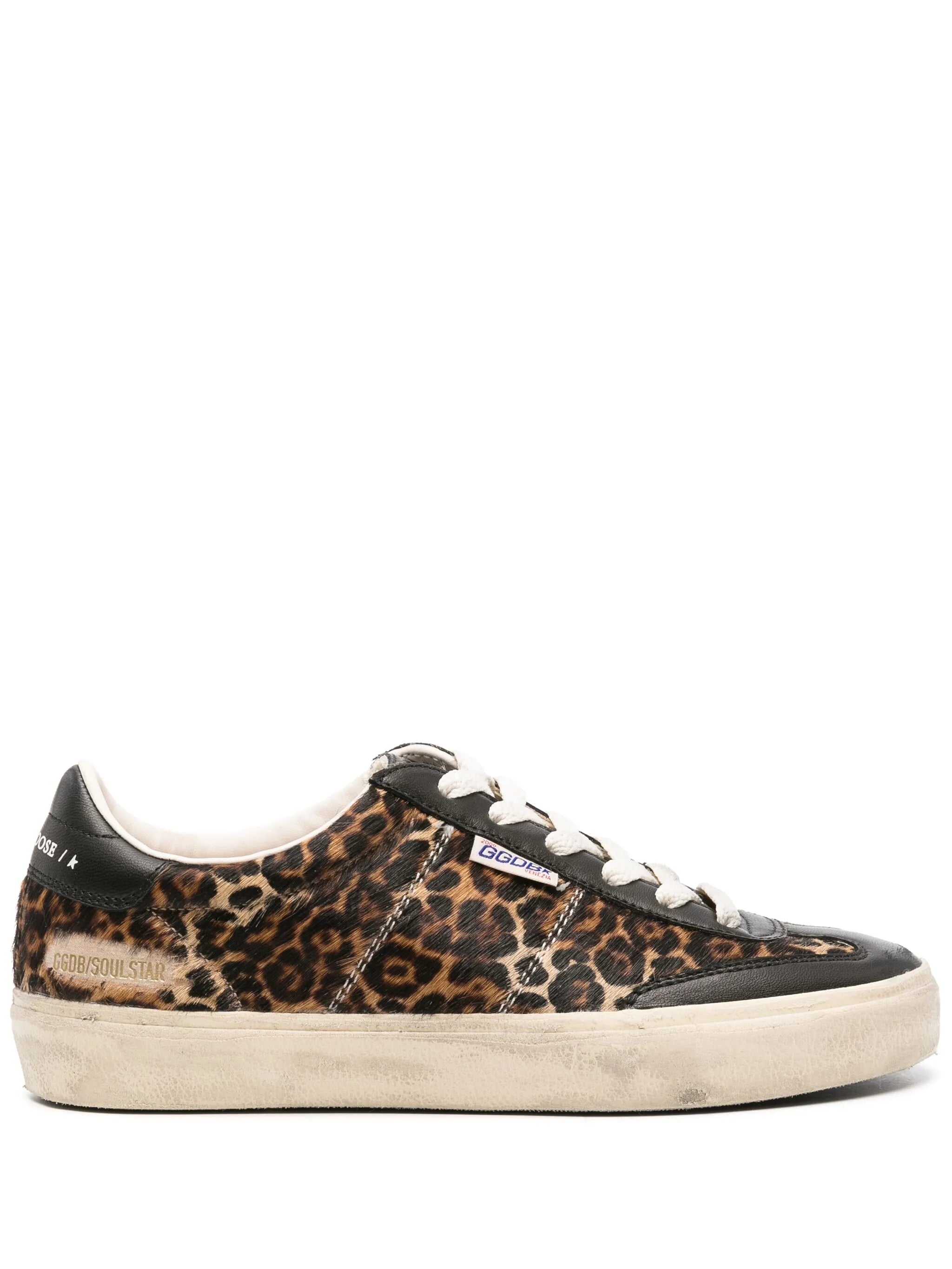 Soul Star in leopard-print pony skin with black nappa leather heels tab and inserts