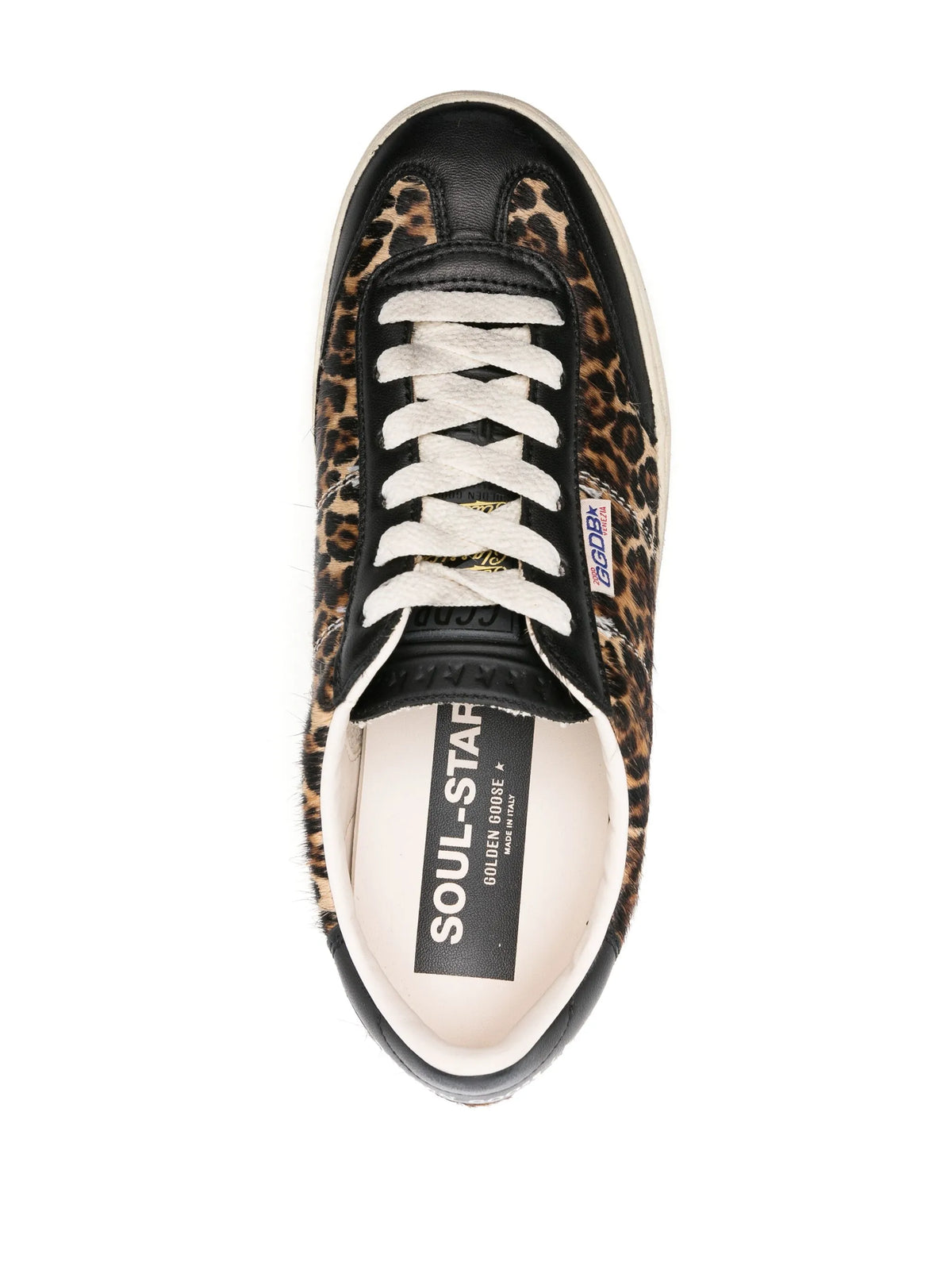 Soul Star in leopard-print pony skin with black nappa leather heels tab and inserts