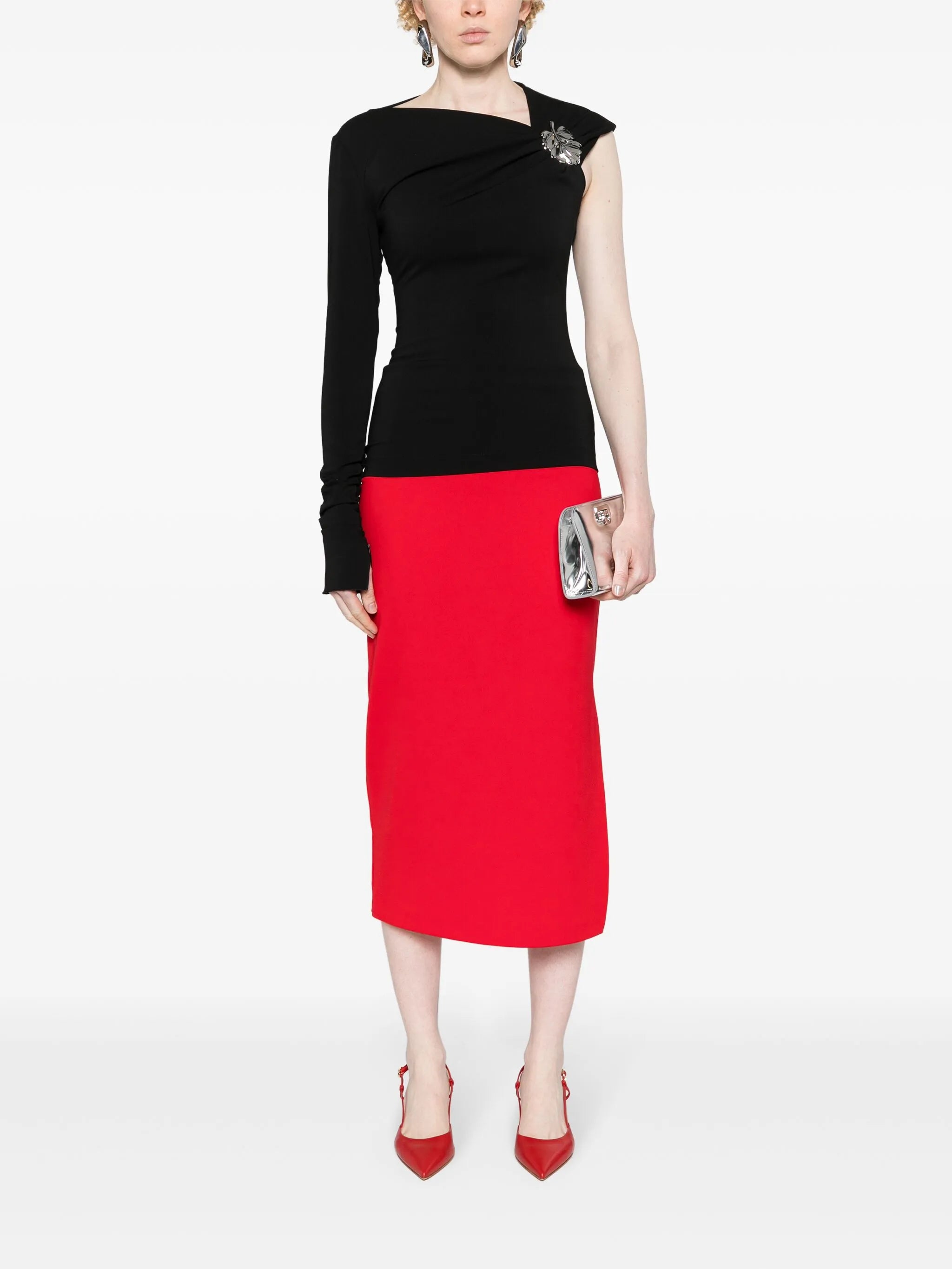 mid-rise cady midi skirt