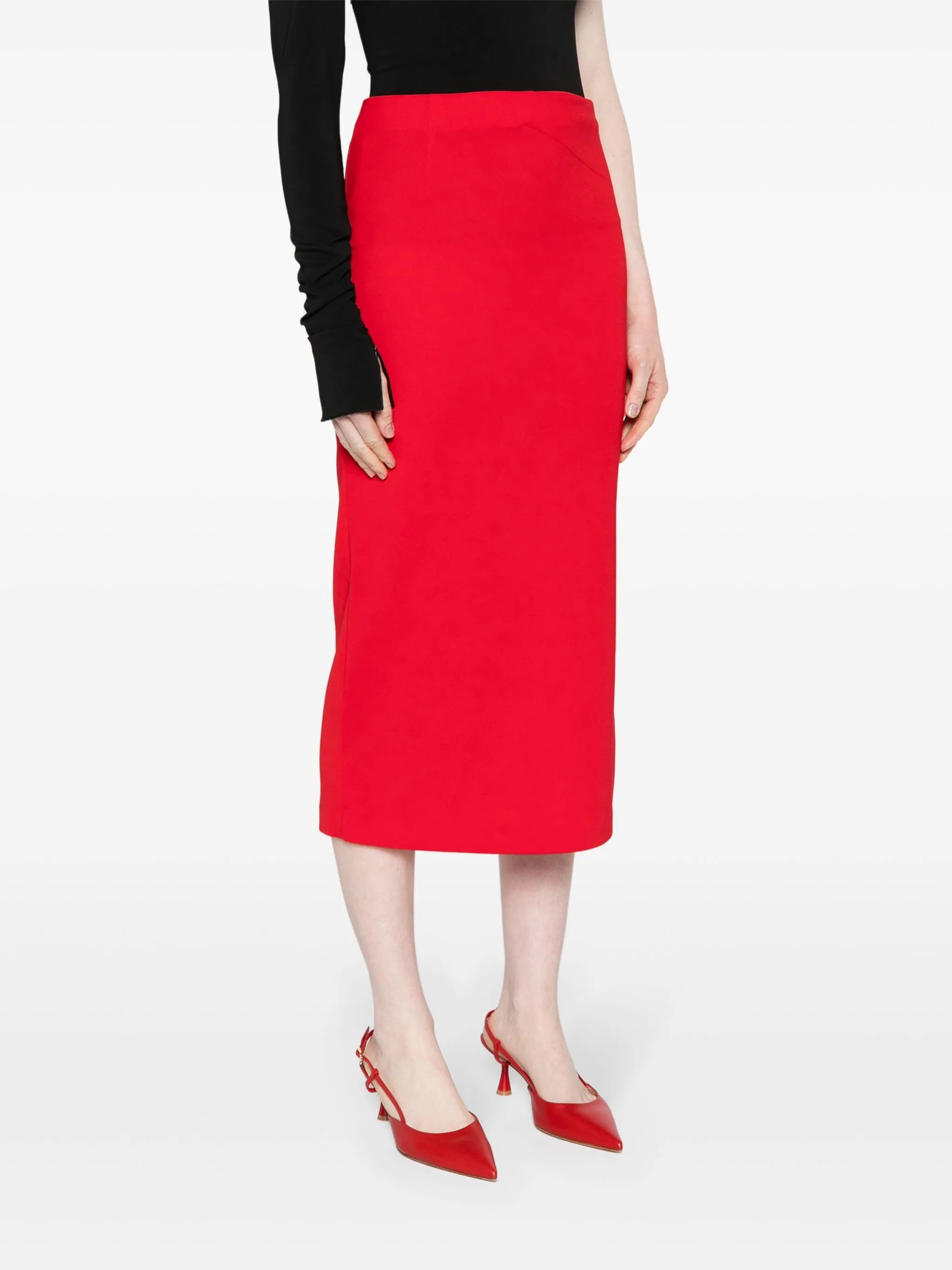 mid-rise cady midi skirt