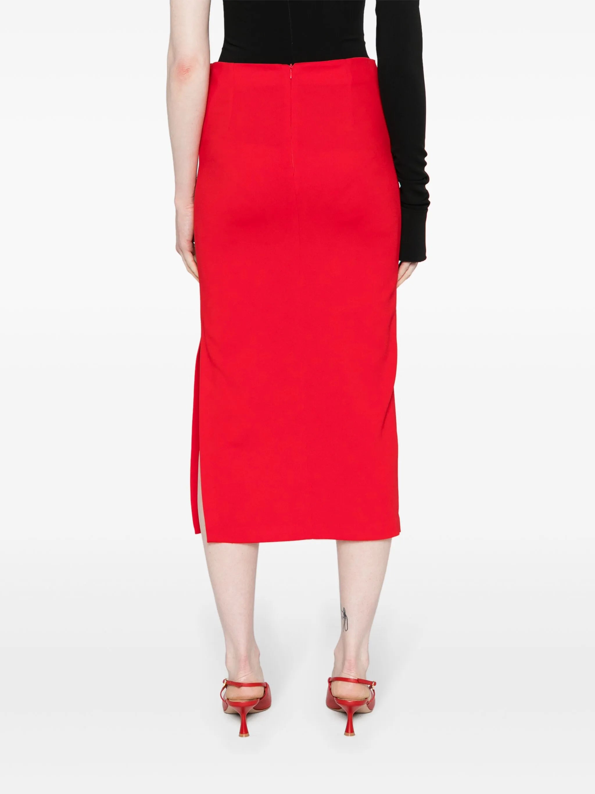mid-rise cady midi skirt