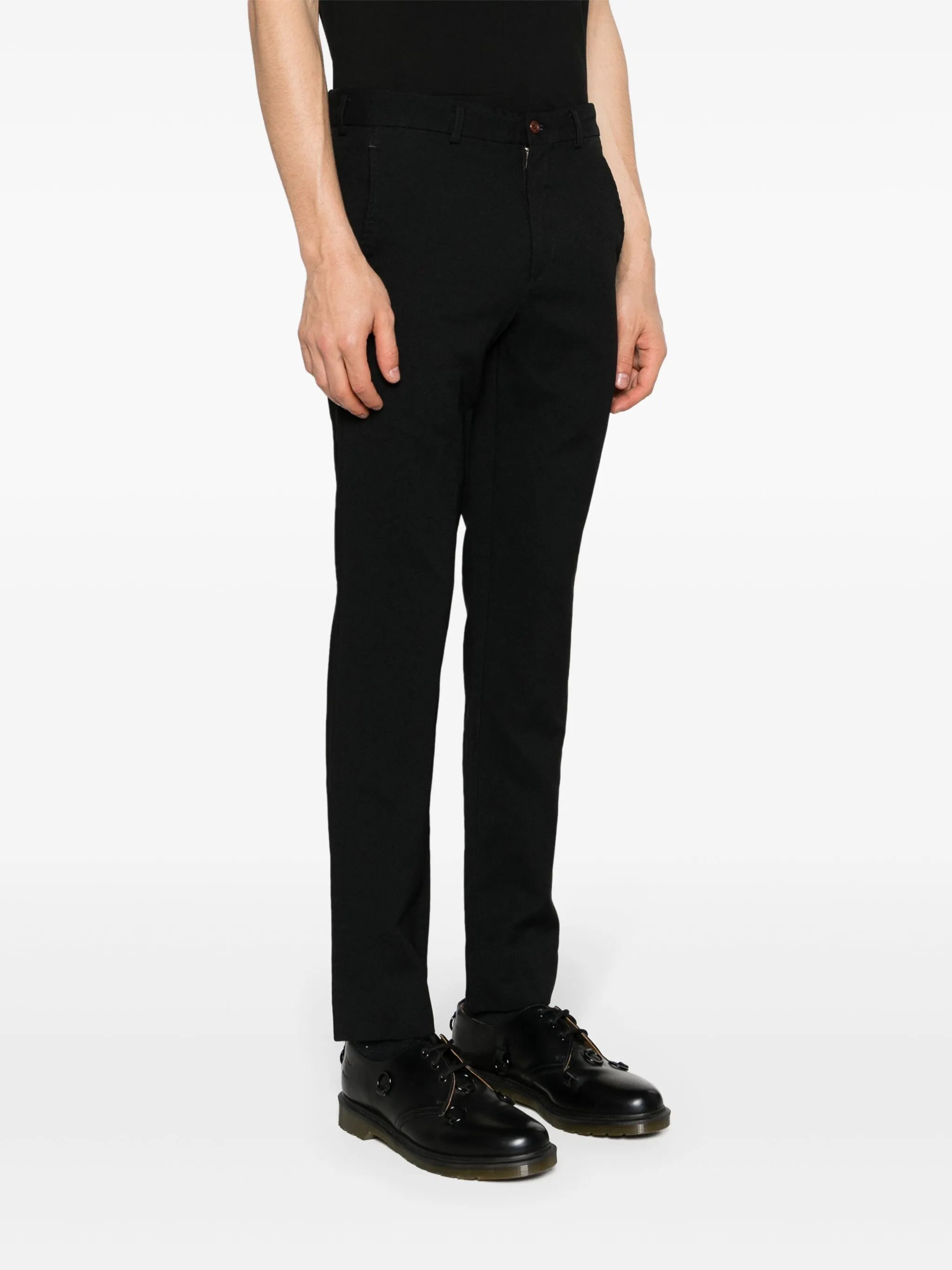 tapered-leg gabardine trousers